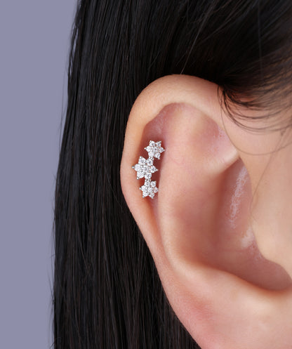 Delicate Curved Flower Stud