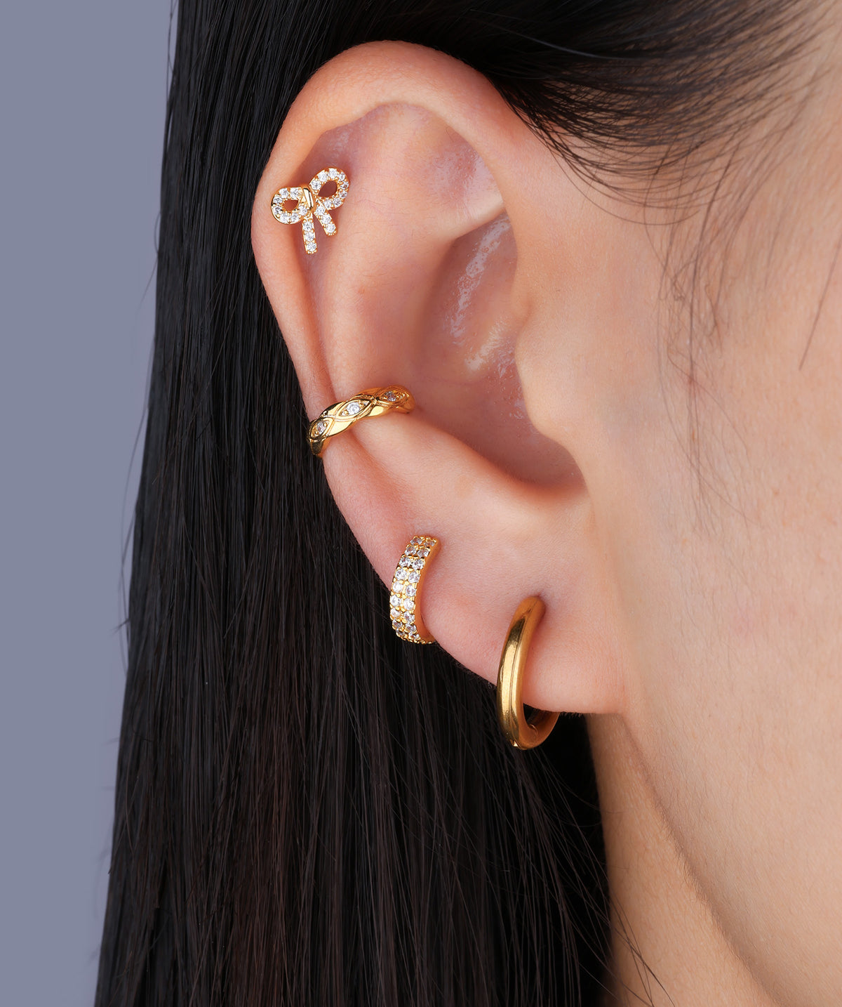 Playful Bow Stud - Stainless Steel - Upper Lobe, Helix - Oumo Jewelry