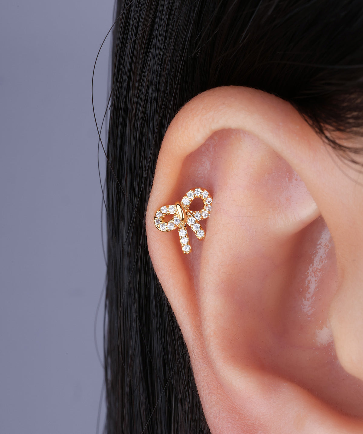 Playful Bow Stud - Stainless Steel - Upper Lobe, Helix - Oumo Jewelry