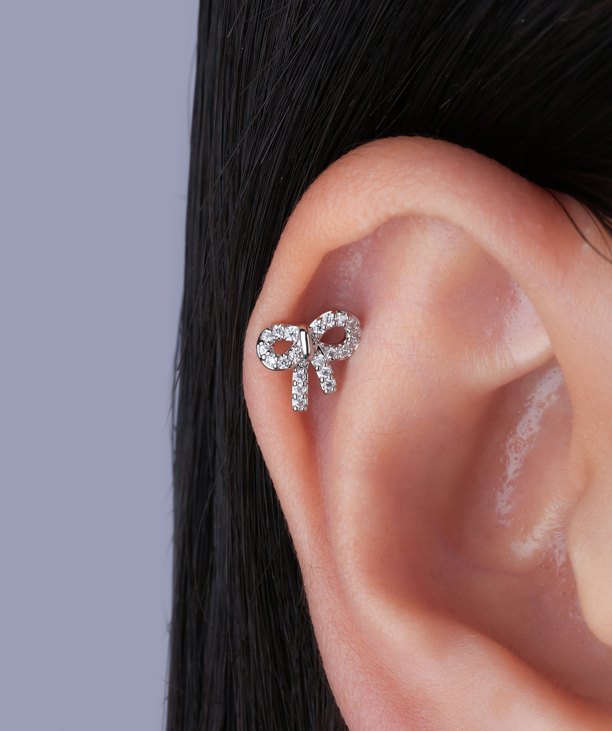 Playful Bow Stud - Stainless Steel - Upper Lobe, Helix - Oumo Jewelry