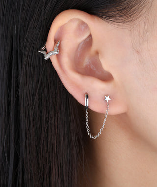 Simple Star Chain Earring - OumoJewelry