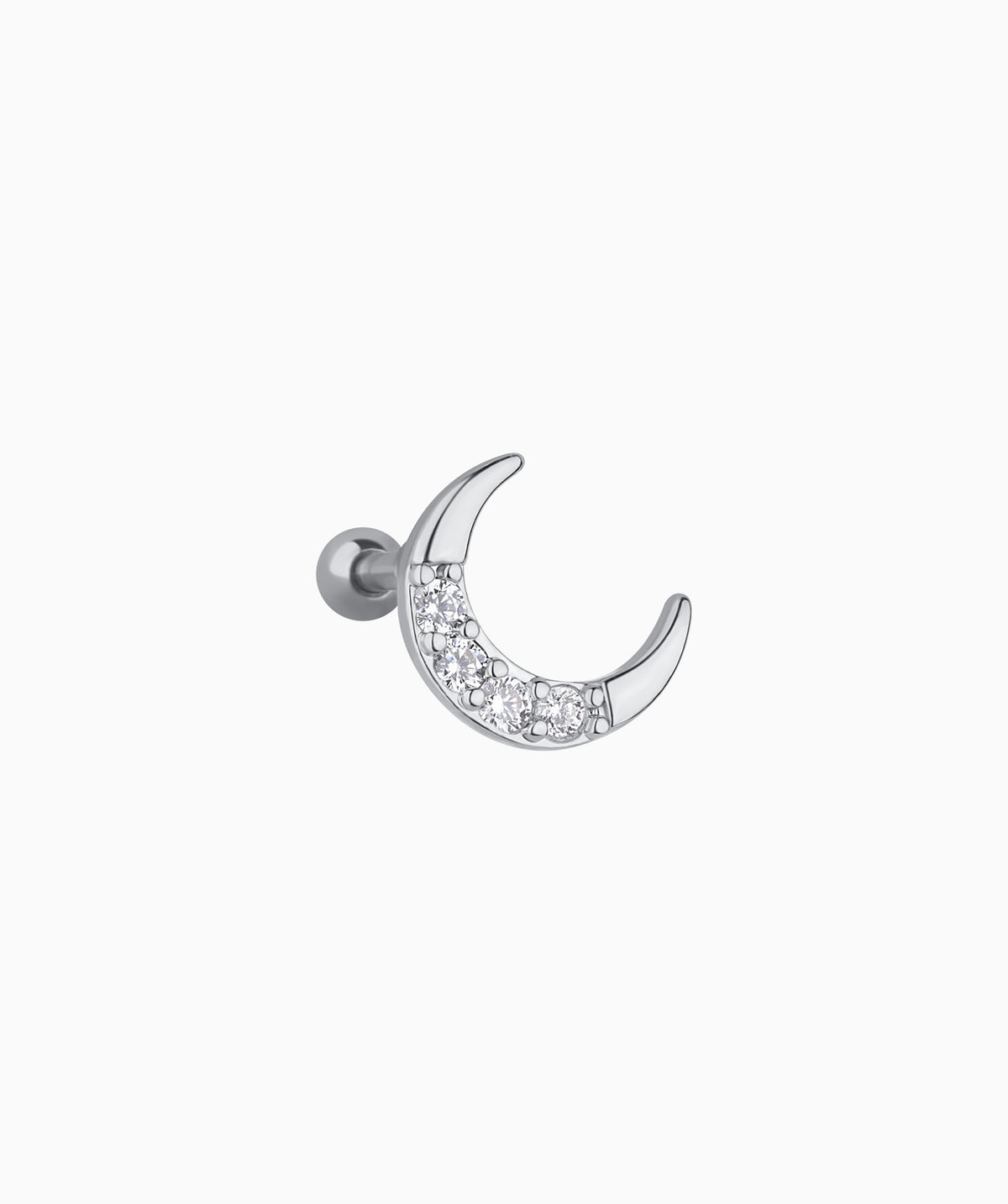 Crescent Moon Stud - Stainless Steel - Upper Lobe, Helix - Oumo Jewelry