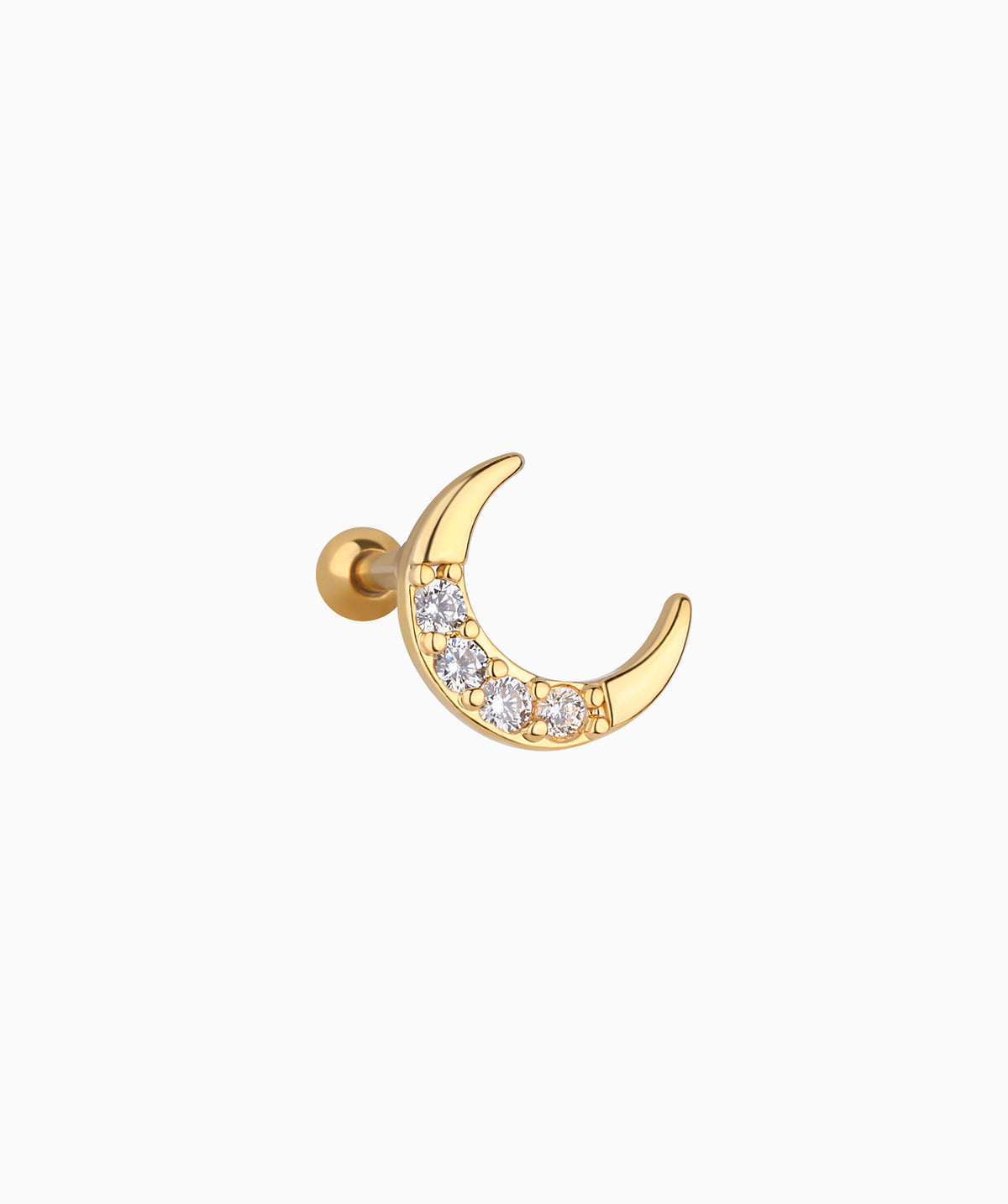 Crescent Moon Stud - Stainless Steel - Upper Lobe, Helix - Oumo Jewelry