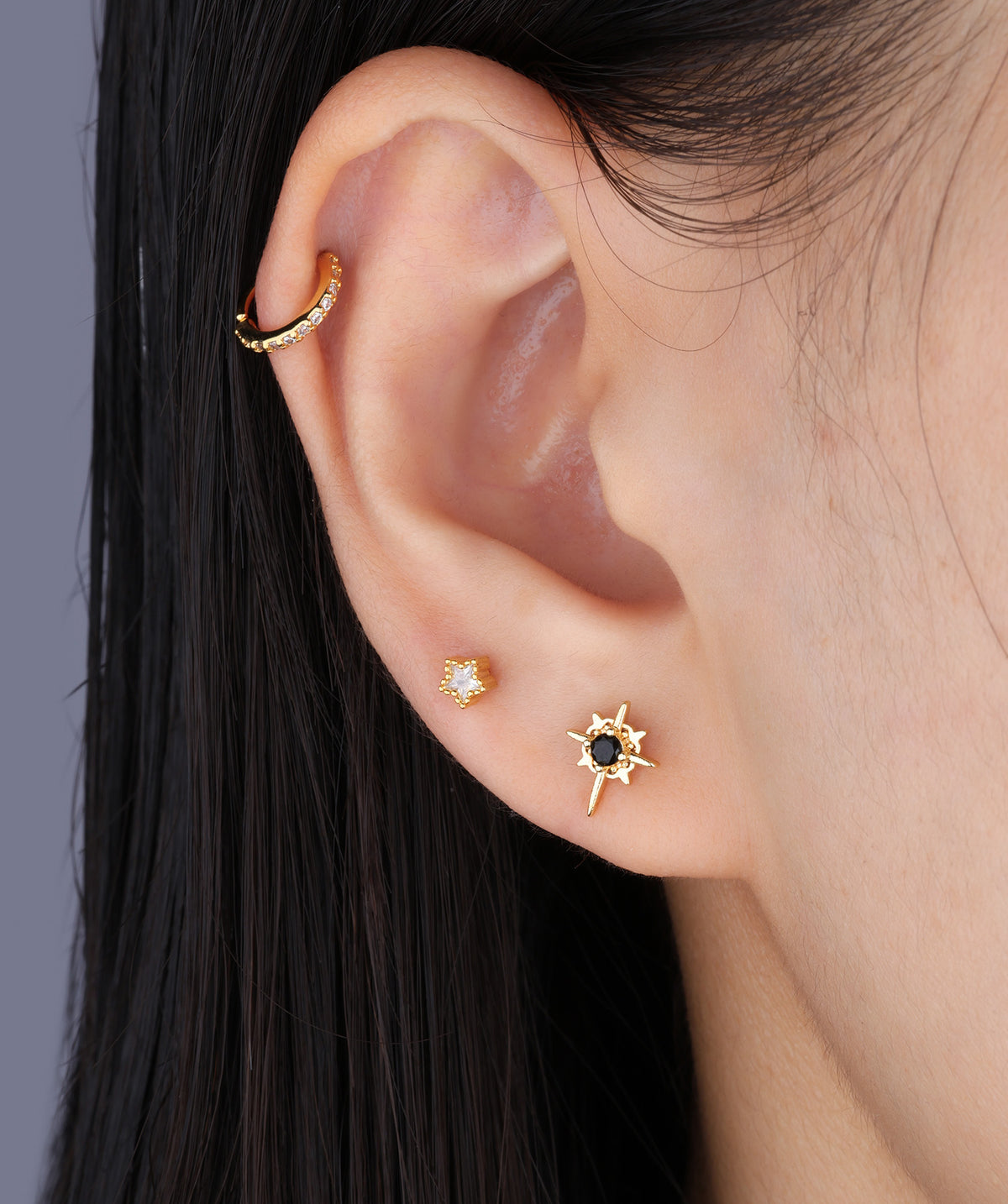 Vintage Star Stud - Stainless Steel - Upper Lobe, Helix, Flat - Oumo Jewelry