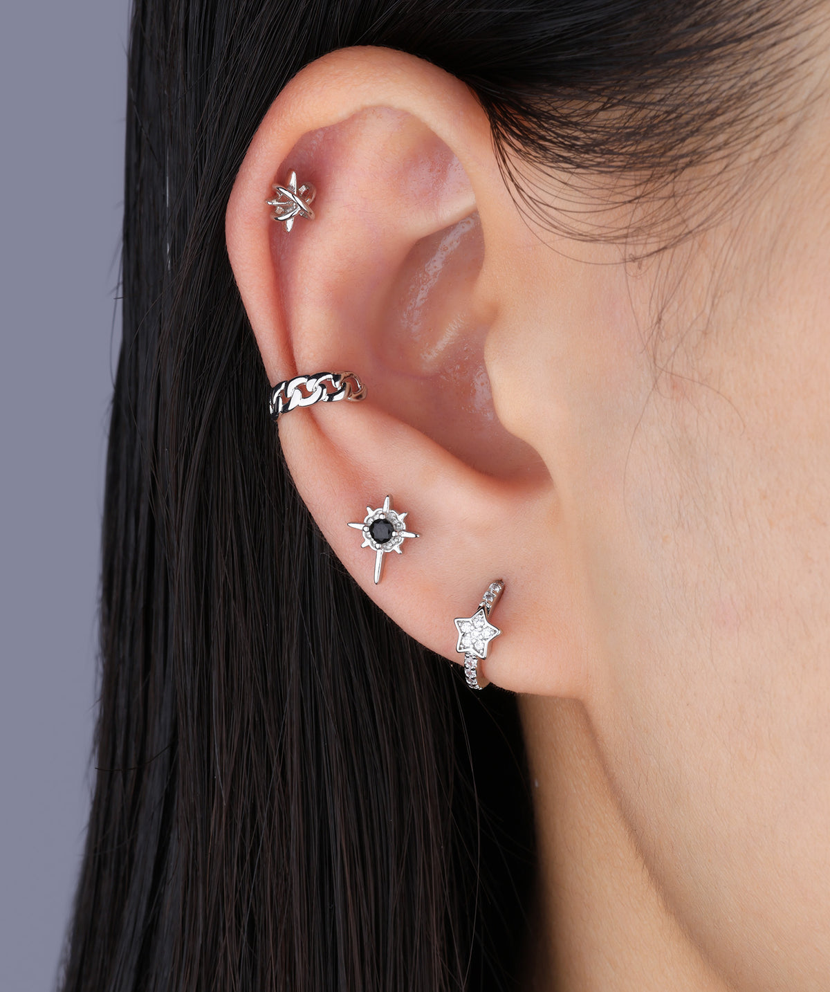 Vintage Star Stud - Stainless Steel - Upper Lobe, Helix, Flat - Oumo Jewelry