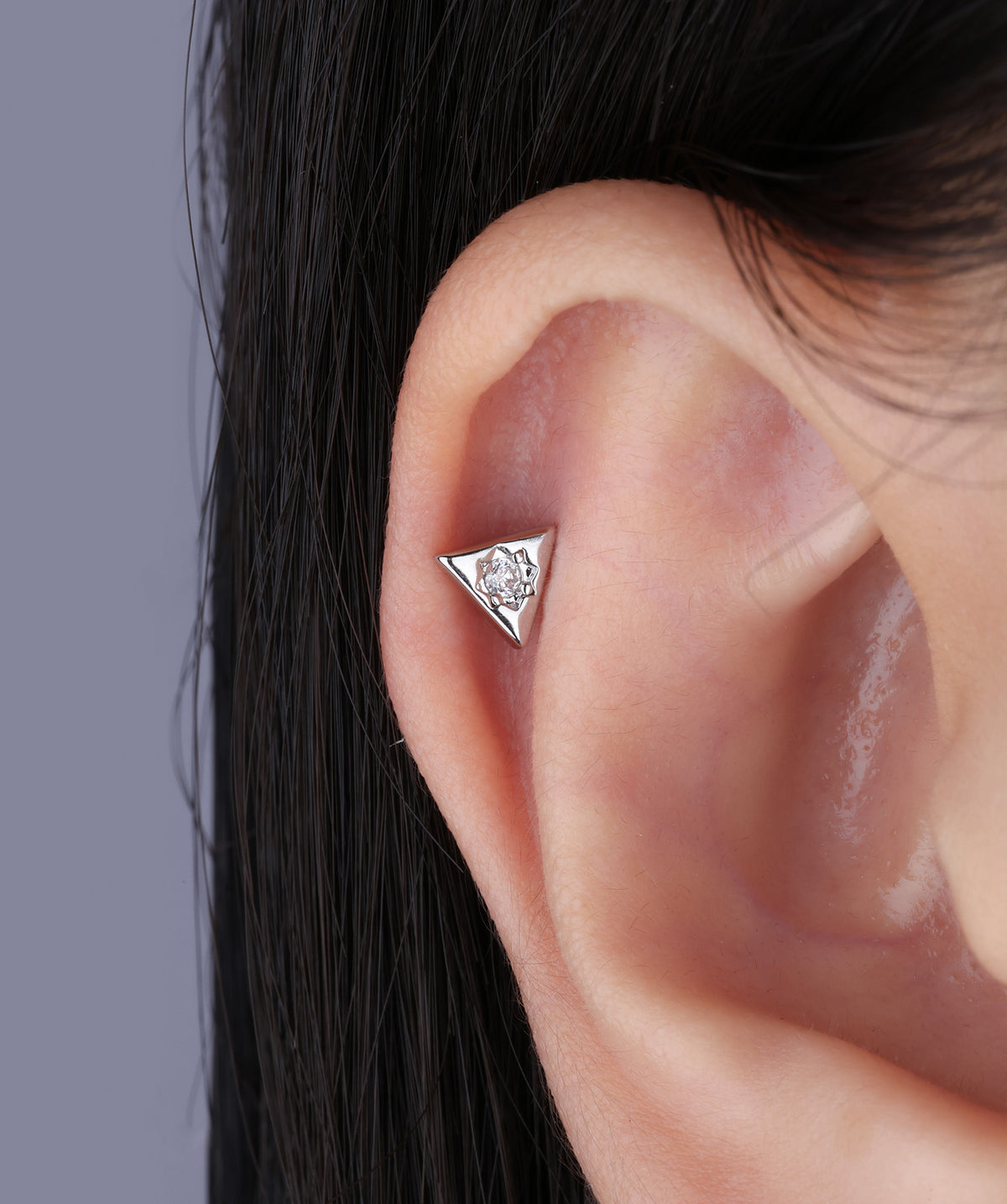 Triangular Stud - Stainless Steel - Upper Lobe, Helix, Flat - Oumo Jewelry