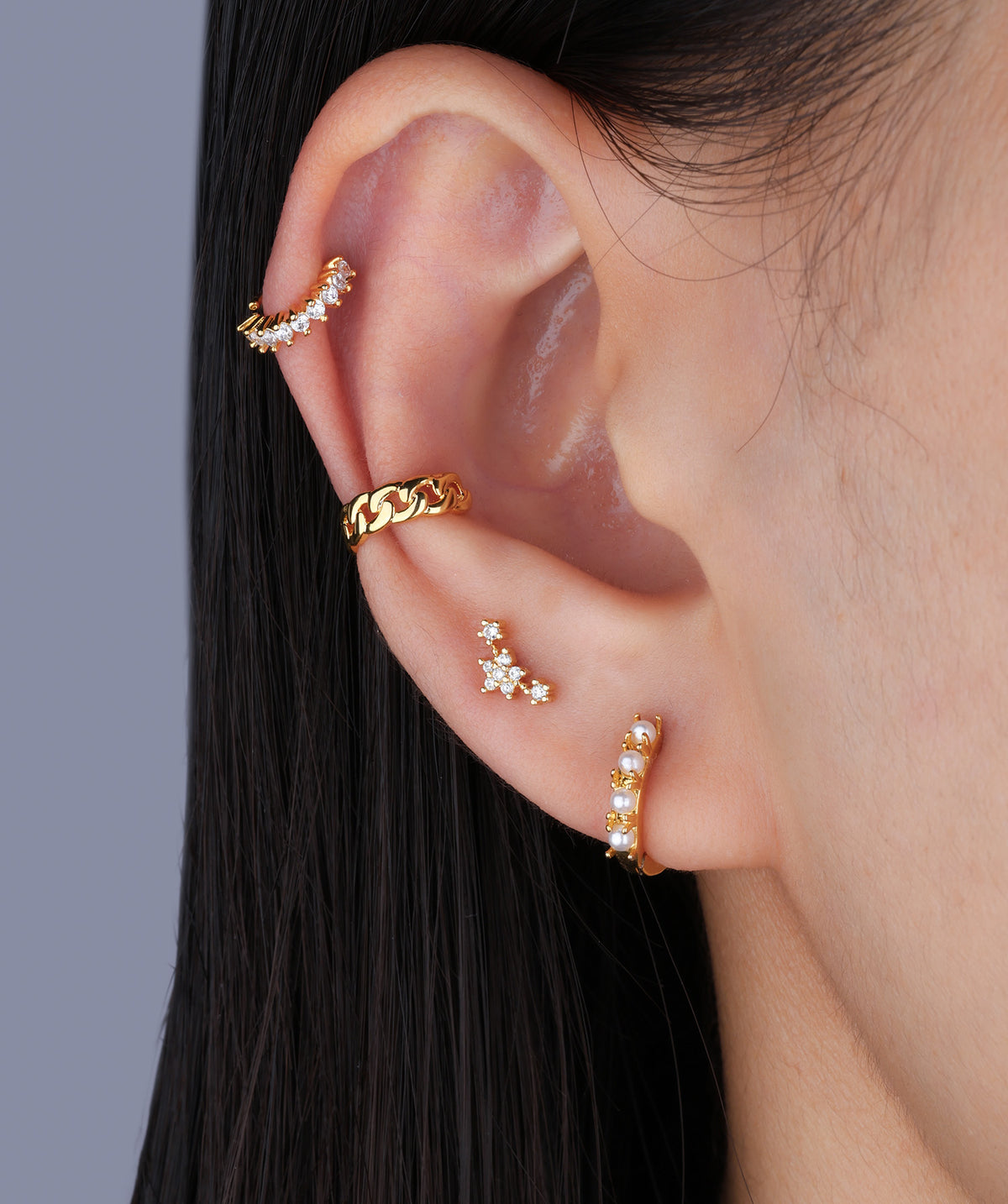 Delicate Small Flower Stud - Stainless Steel - Upper Lobe, Helix, Flat - Oumo Jewelry