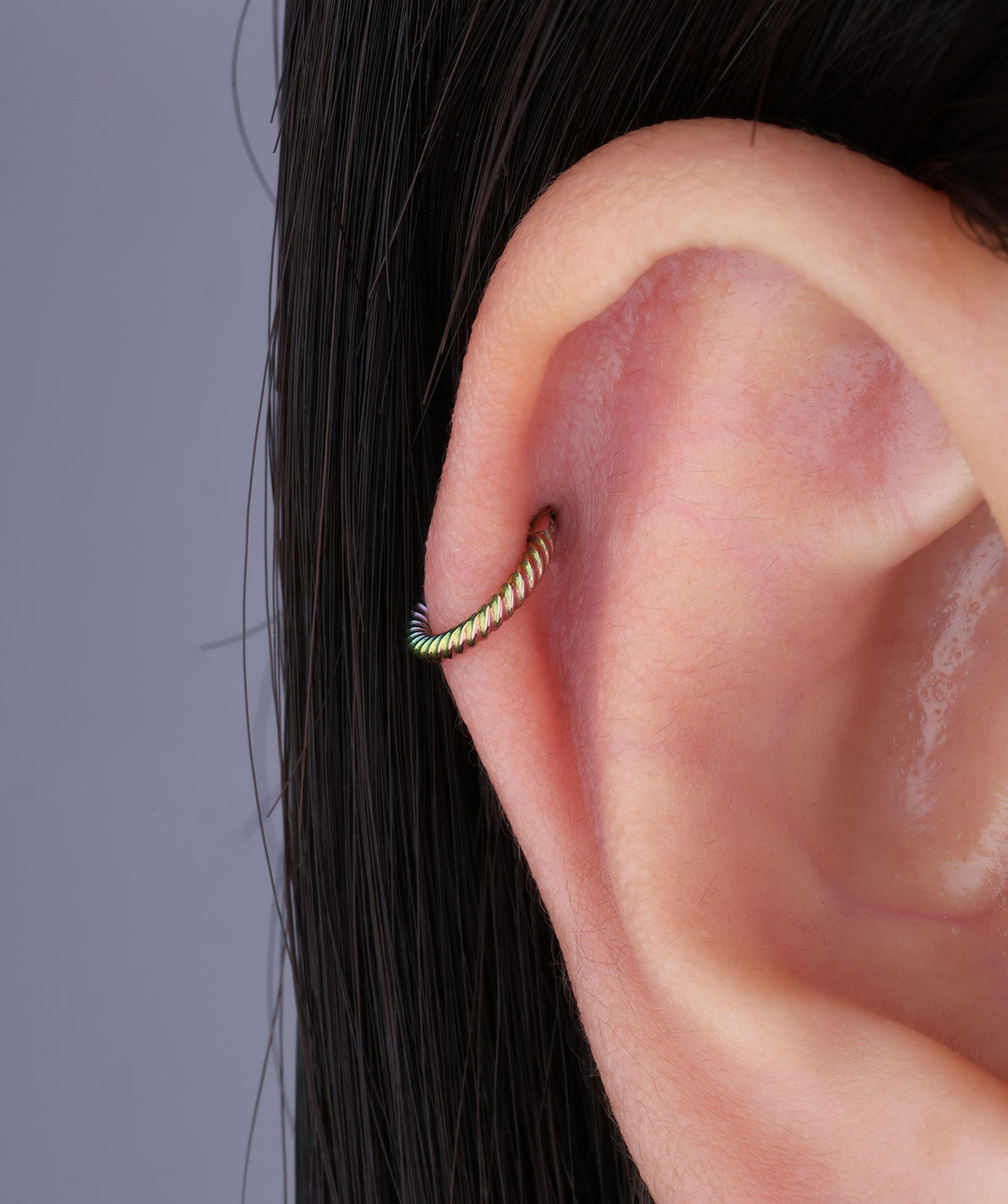 Twist Clicker Hoop - Stainless Steel - Upper Lobe, Helix, Daith - Oumo Jewelry