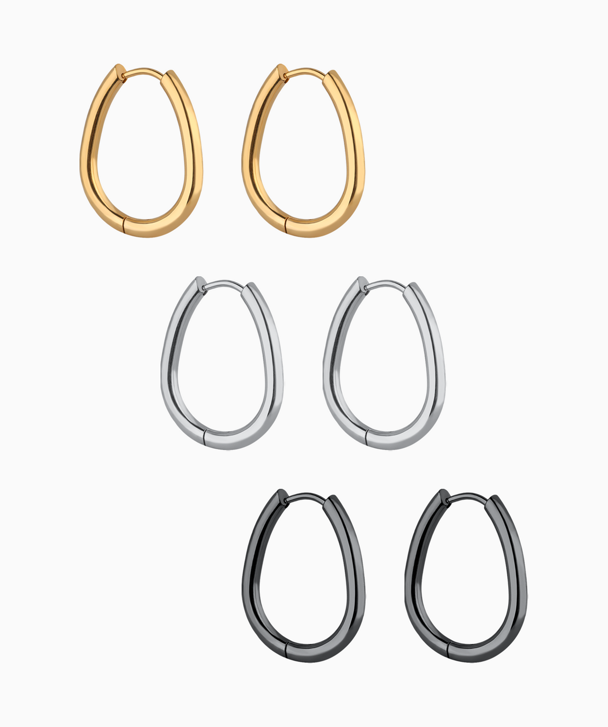 Simple Oval Hoops - Stainless Steel - Oumo Jewelry