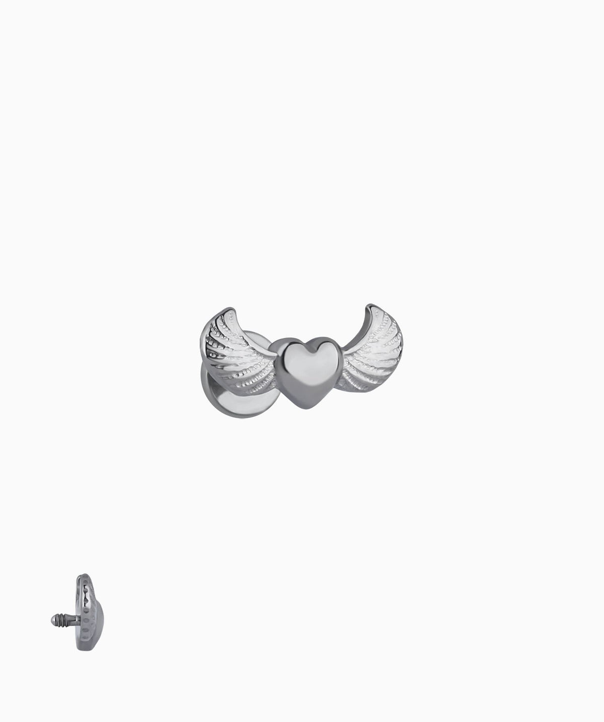 Titanium Love Wing Flatback Stud - Titanium - Helix, Upper Lobe, Flat - Oumo Jewelry