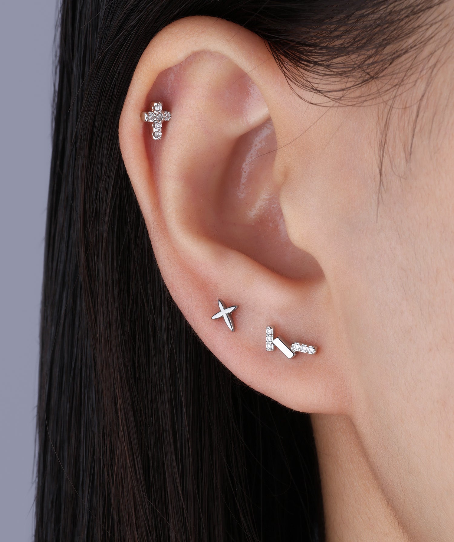 Petite Cross Flatback Stud