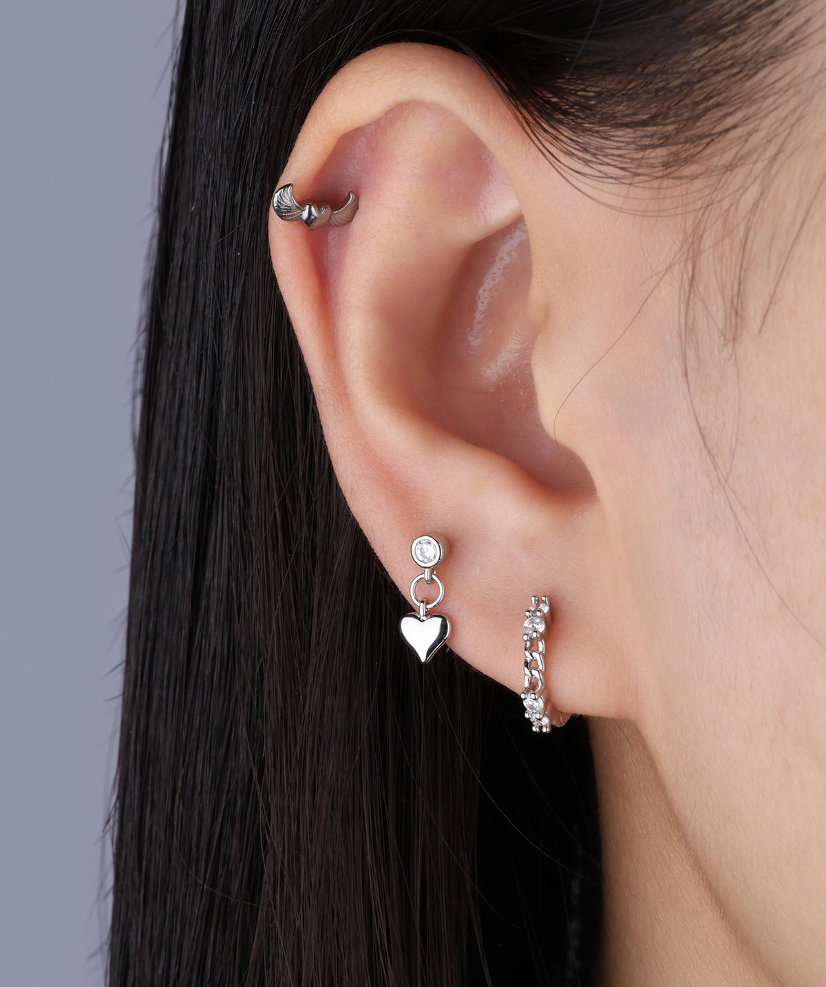 Titanium Love Wing Flatback Stud - Titanium - Helix, Upper Lobe, Flat - Oumo Jewelry