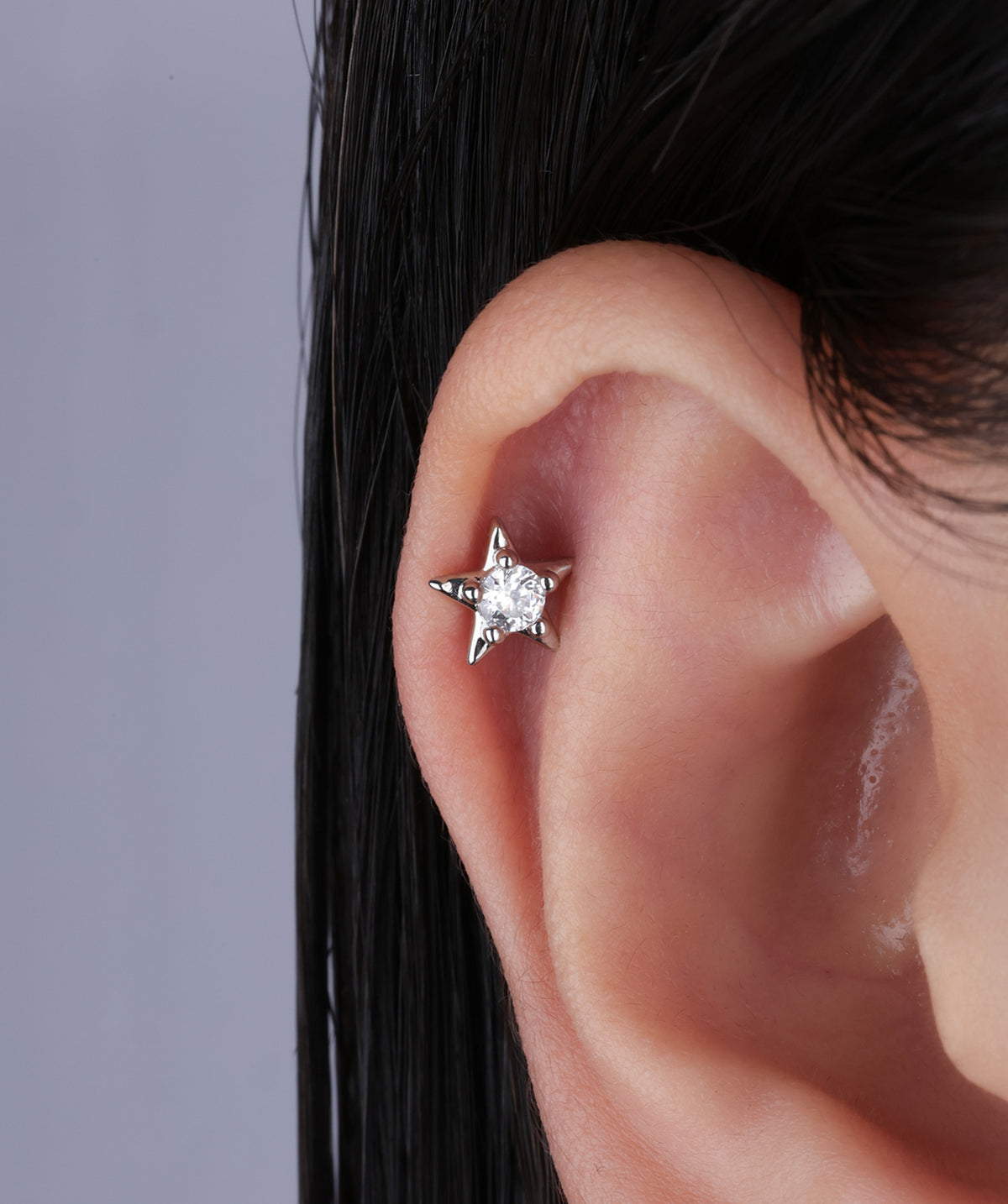 Shining Star Stud - Stainless Steel - Upper Lobe, Helix, Flat - Oumo Jewelry
