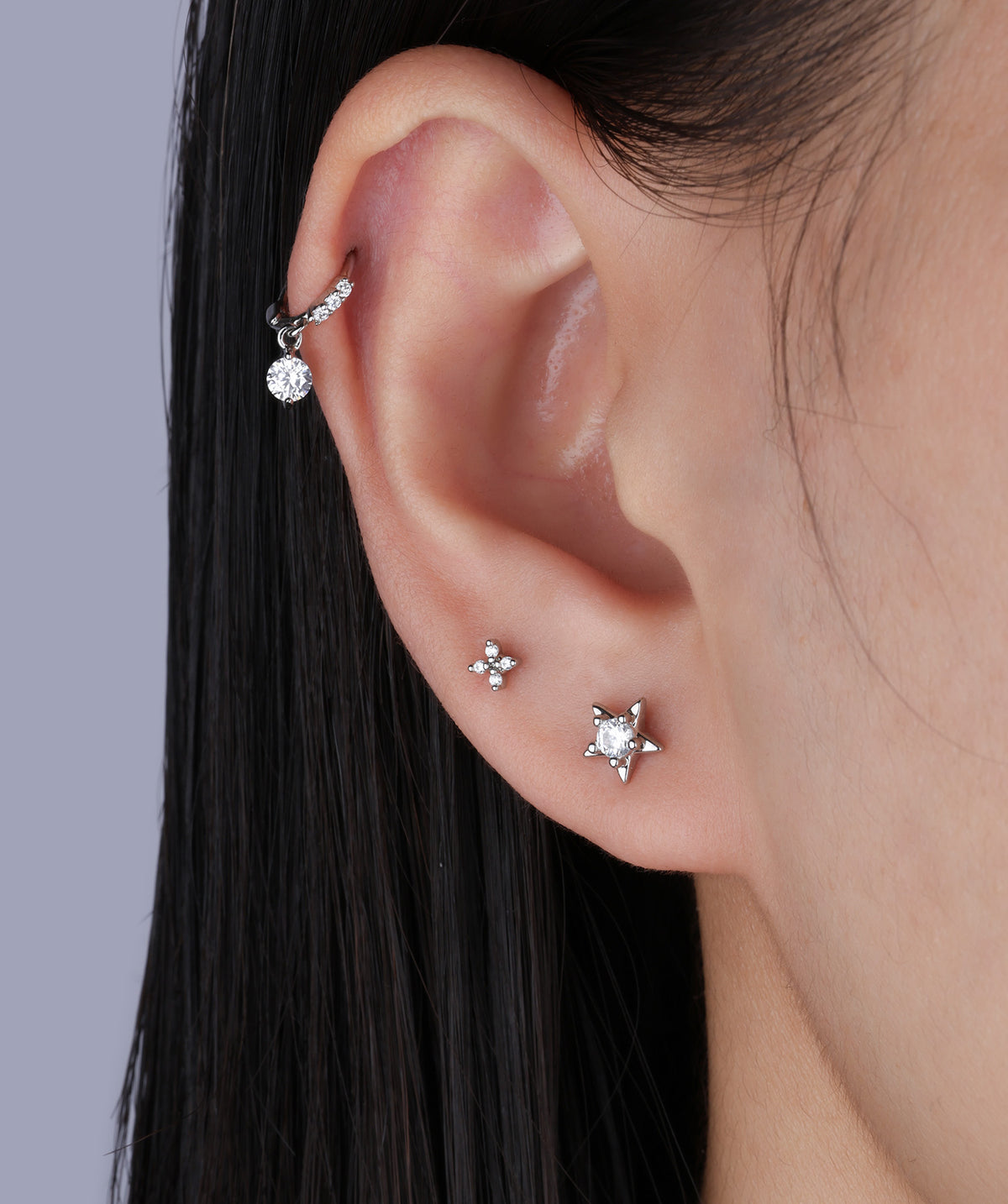 Shining Star Stud - Stainless Steel - Upper Lobe, Helix, Flat - Oumo Jewelry