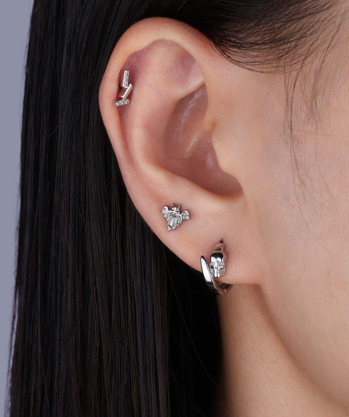 Titanium Cute Ghost Flatback Stud - Titanium - Helix, Upper Lobe, Conch - Oumo Jewelry
