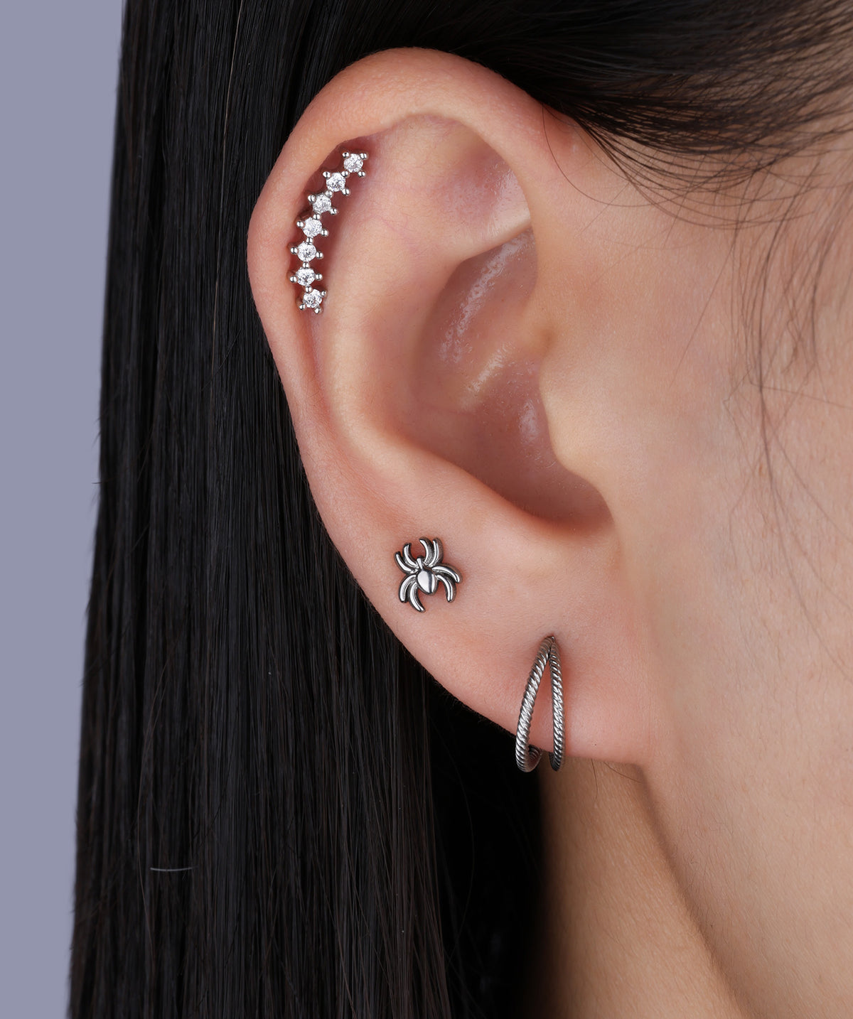 Titanium Spider Flatback Stud - Titanium - Helix, Upper Lobe, Conch - Oumo Jewelry