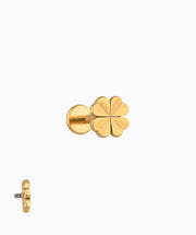 Lucky Clover Flatback Stud - Stainless Steel - Helix, Forward Helix, Upper Lobe - Oumo Jewelry