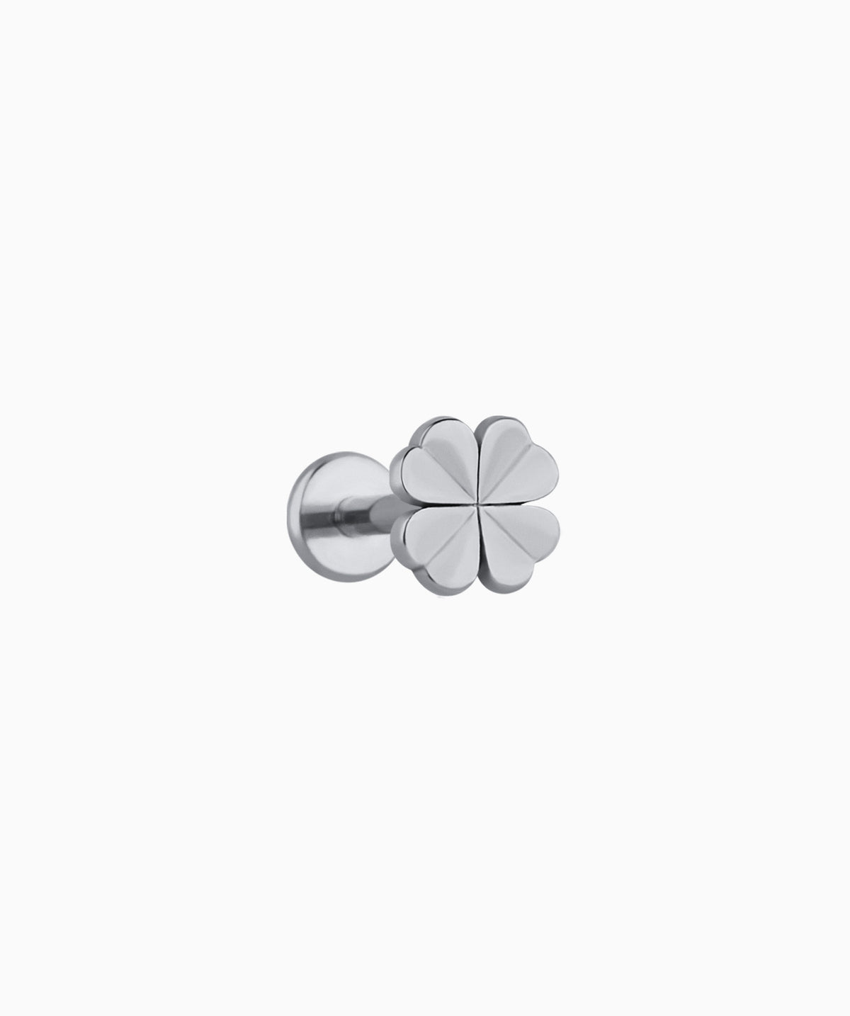 Lucky Clover Flatback Stud - Stainless Steel - Helix, Forward Helix, Upper Lobe - Oumo Jewelry