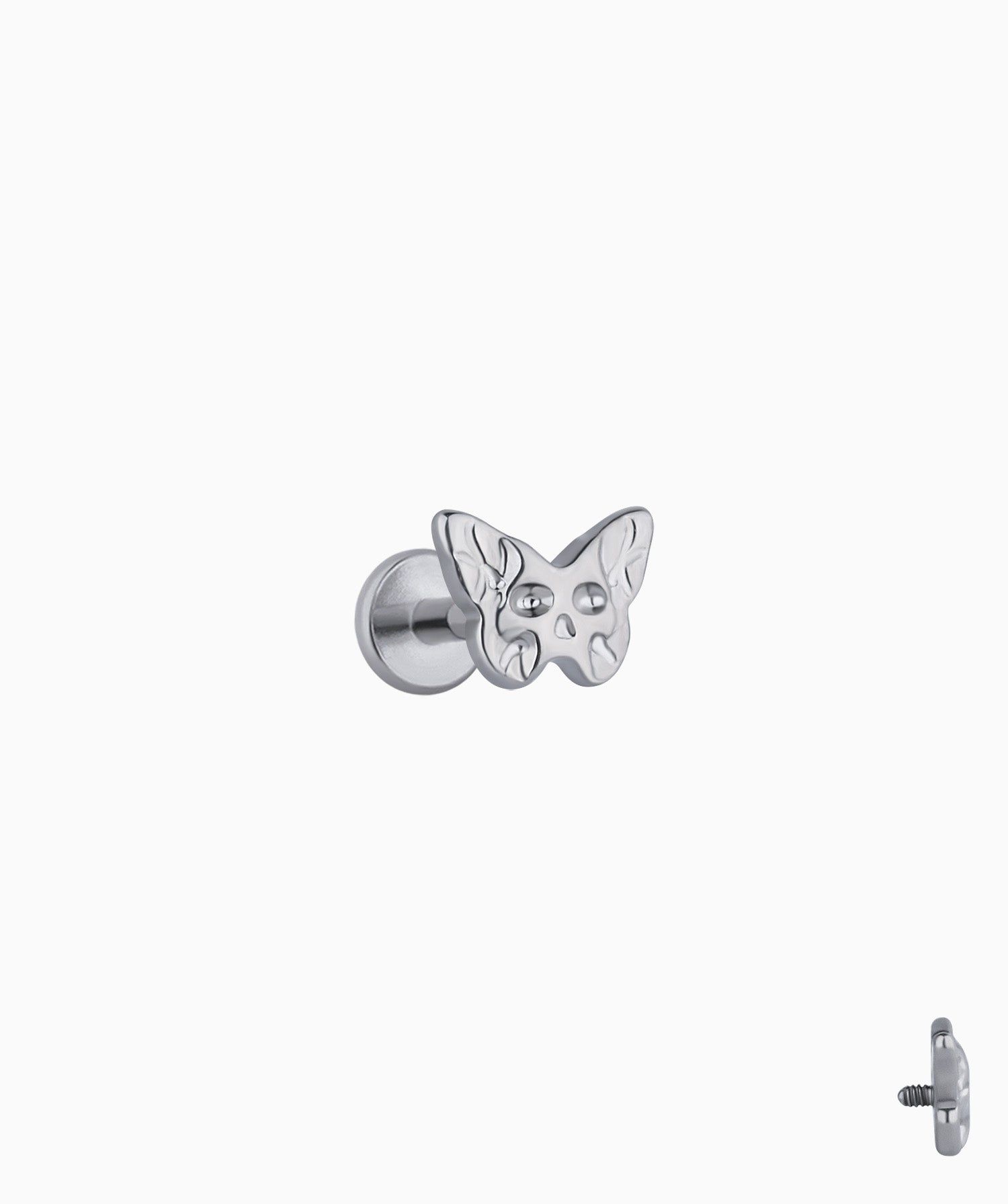 Titanium Ghost Faced Butterfly Stud