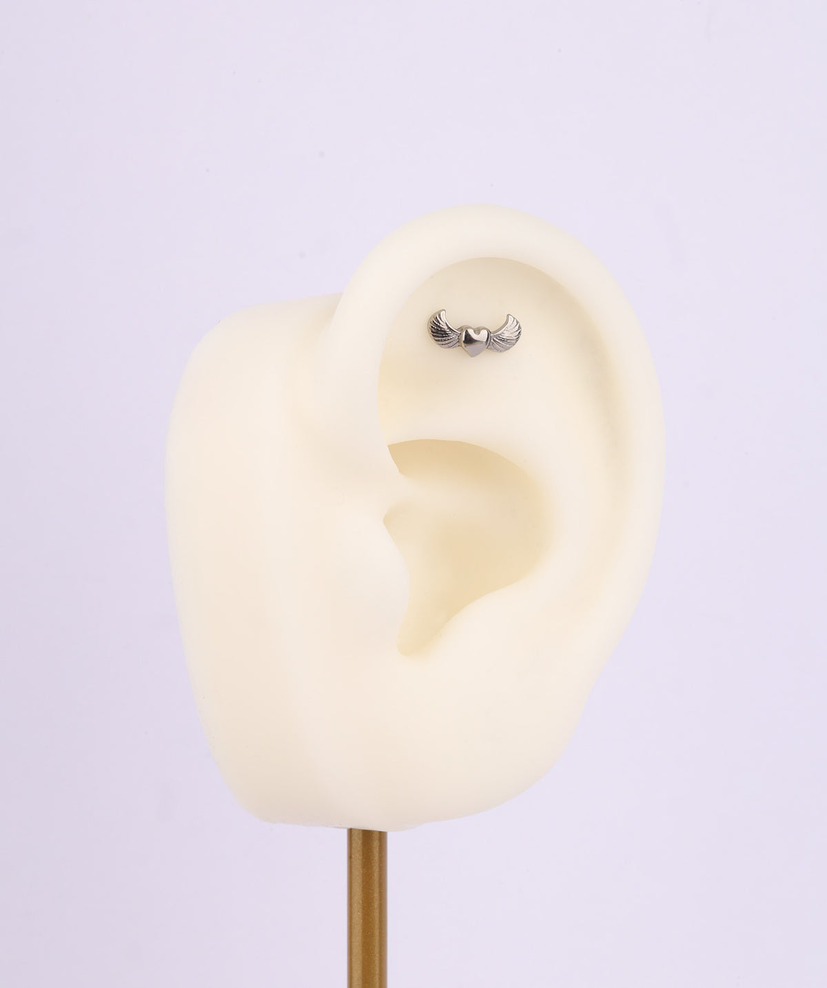 Titanium Love Wing Flatback Stud - Titanium - Helix, Upper Lobe, Flat - Oumo Jewelry