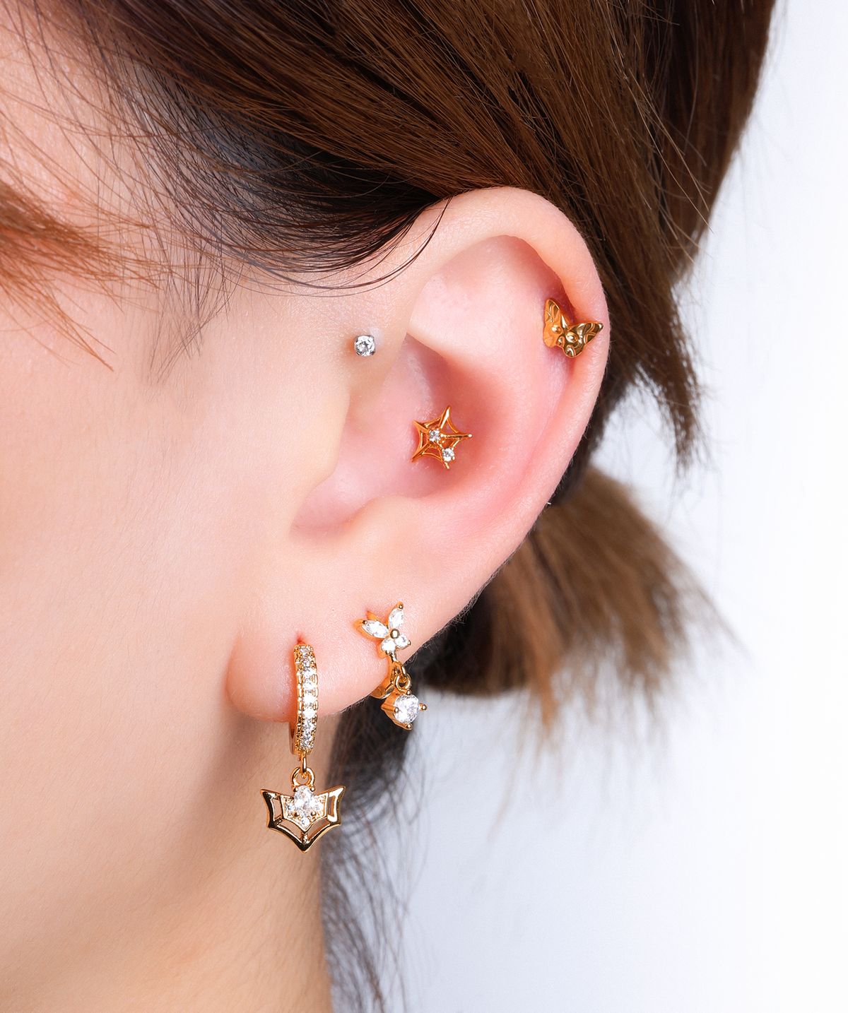 Titanium Ghost Faced Butterfly Flatback Stud - Titanium - Helix, Upper Lobe, Conch - Oumo Jewelry