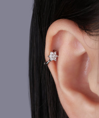 Beautiful Flower Helix Hoop - OumoJewelry