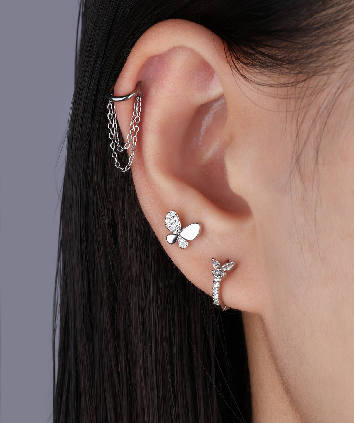 Chain Clicker Hoop - Stainless Steel - Helix, Conch - Oumo Jewelry