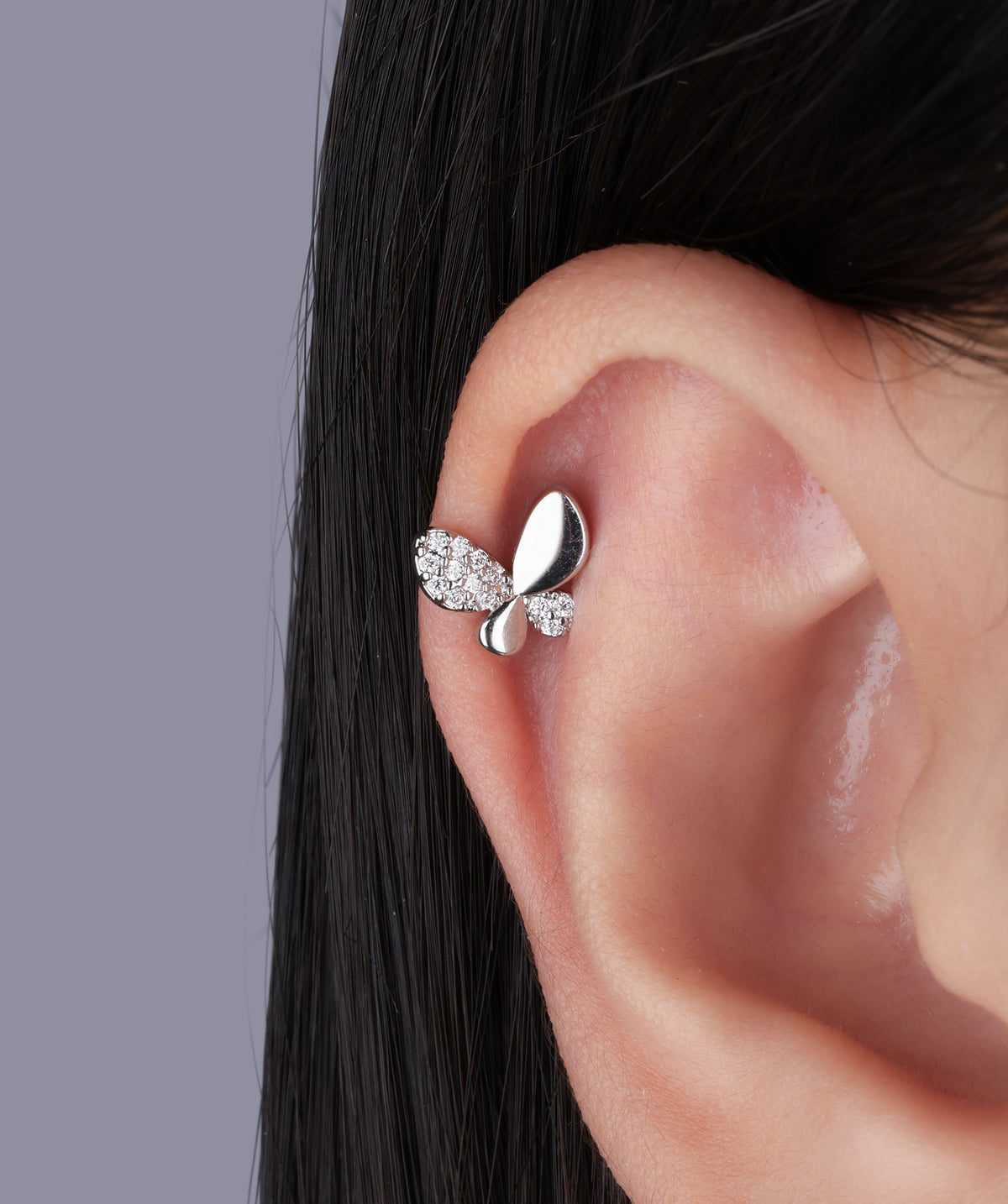 Elegant Butterfly Stud - Stainless Steel - Upper Lobe, Helix - Oumo Jewelry