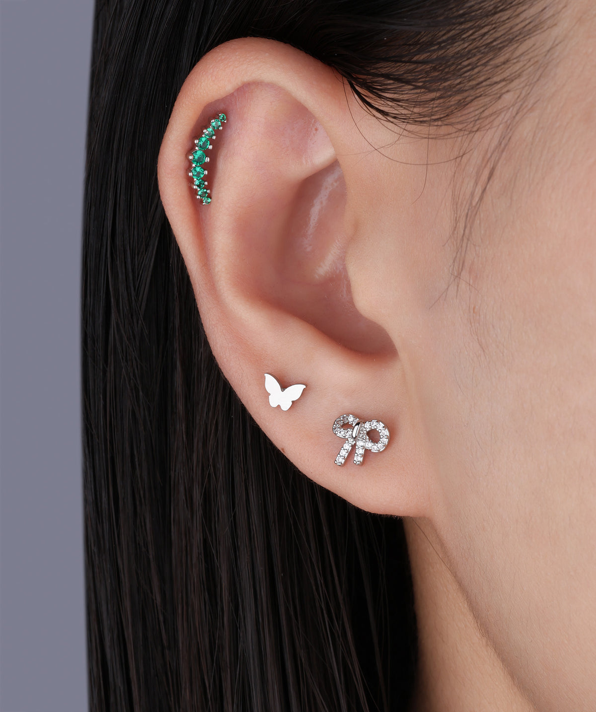 Cute Butterfly Flatback Stud - Stainless Steel - Helix, Upper Lobe, Conch - Oumo Jewelry