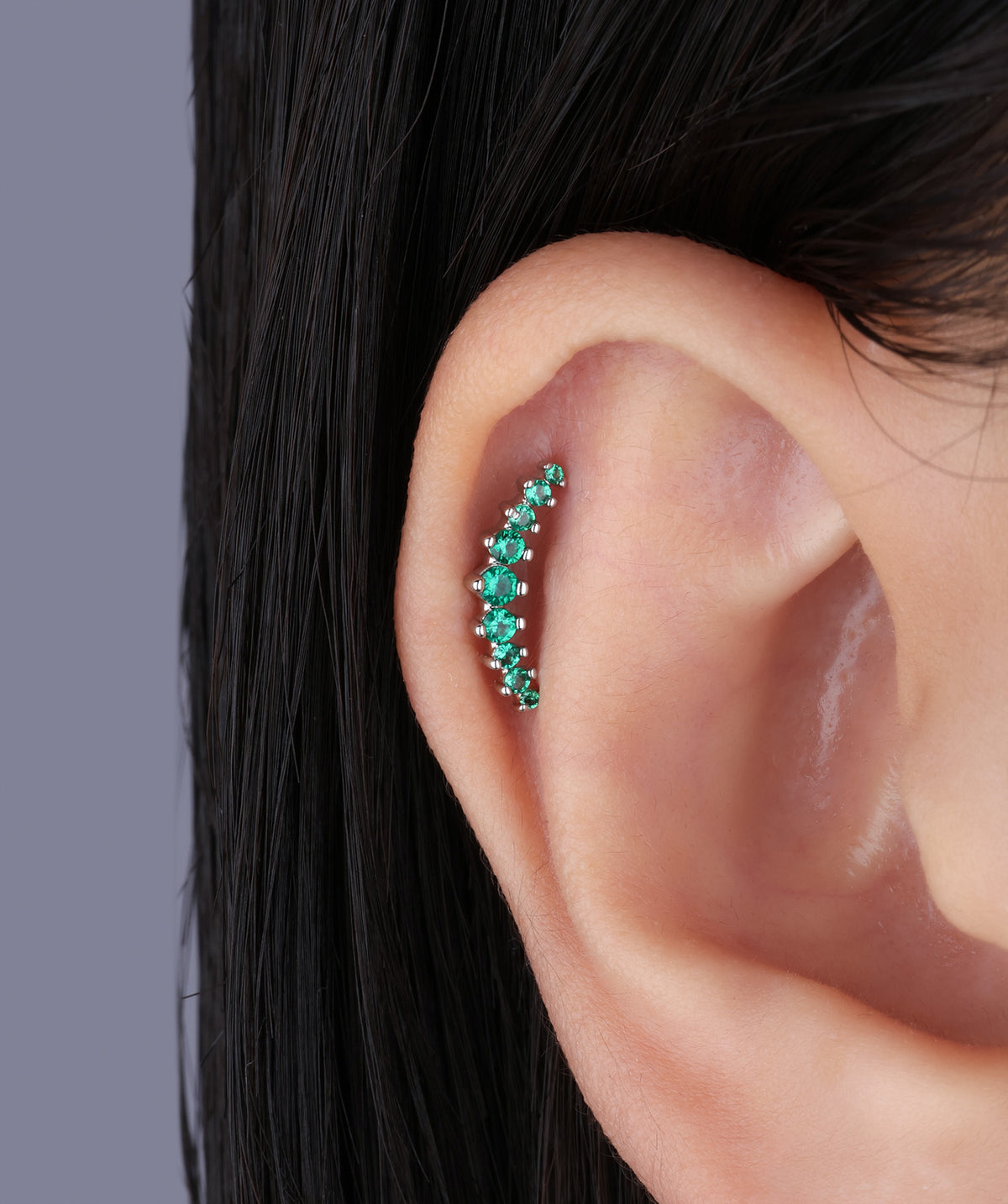 Charm Curved Stud - Stainless Steel - Upper Lobe, Helix, Flat - Oumo Jewelry
