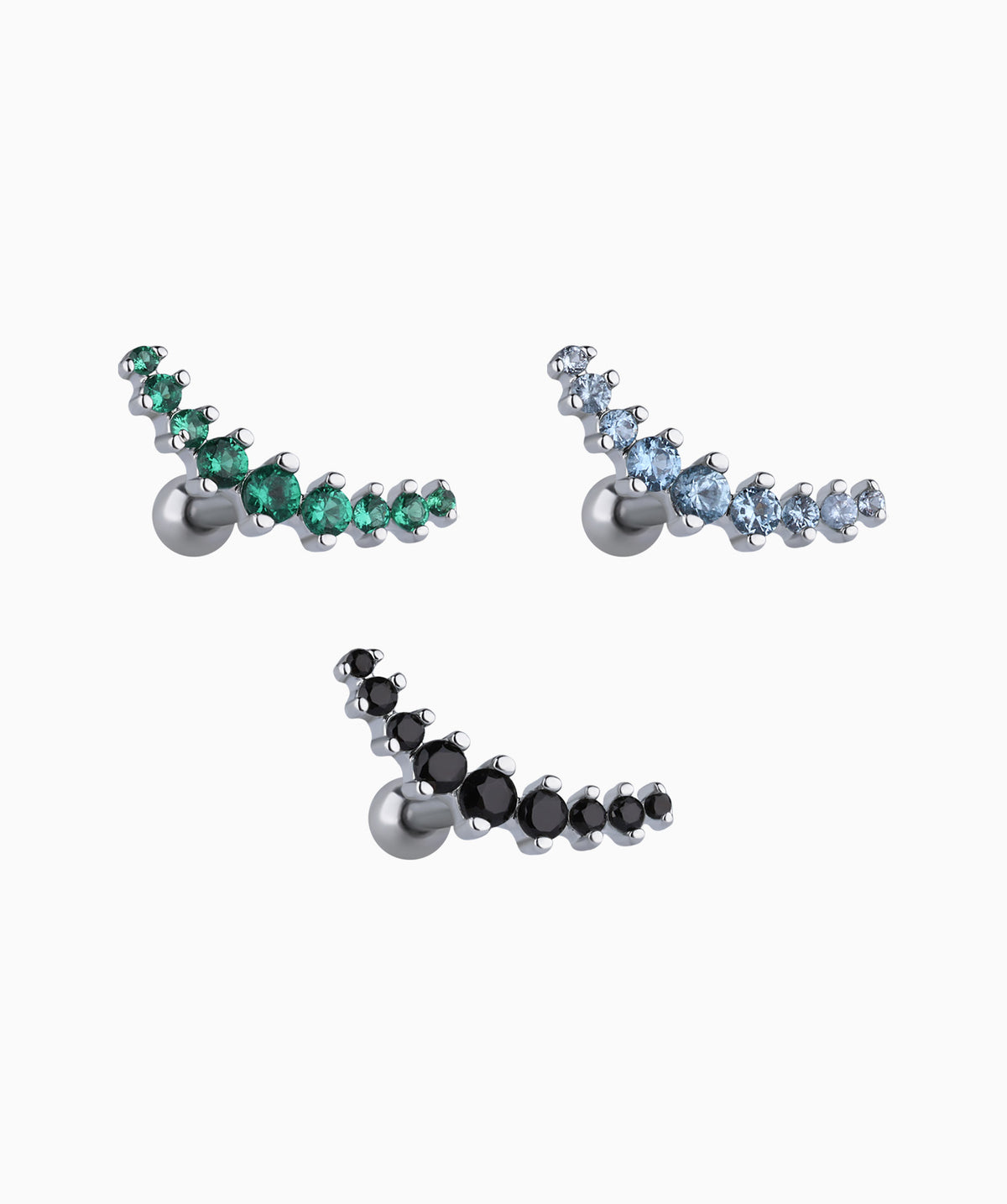 Charm Curved Stud - Stainless Steel - Upper Lobe, Helix, Flat - Oumo Jewelry
