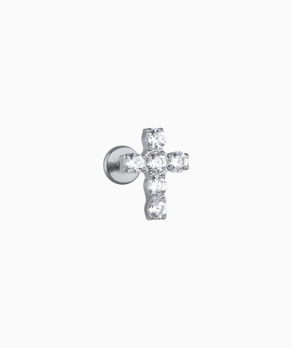 Titanium Cross Gems Stud