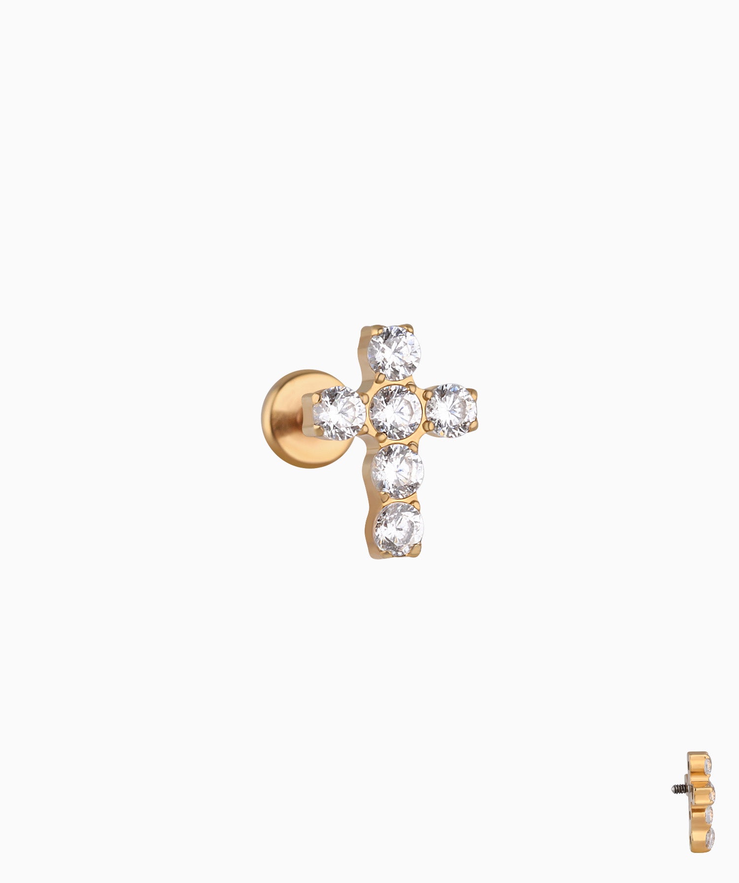 Titanium Cross Gems Stud