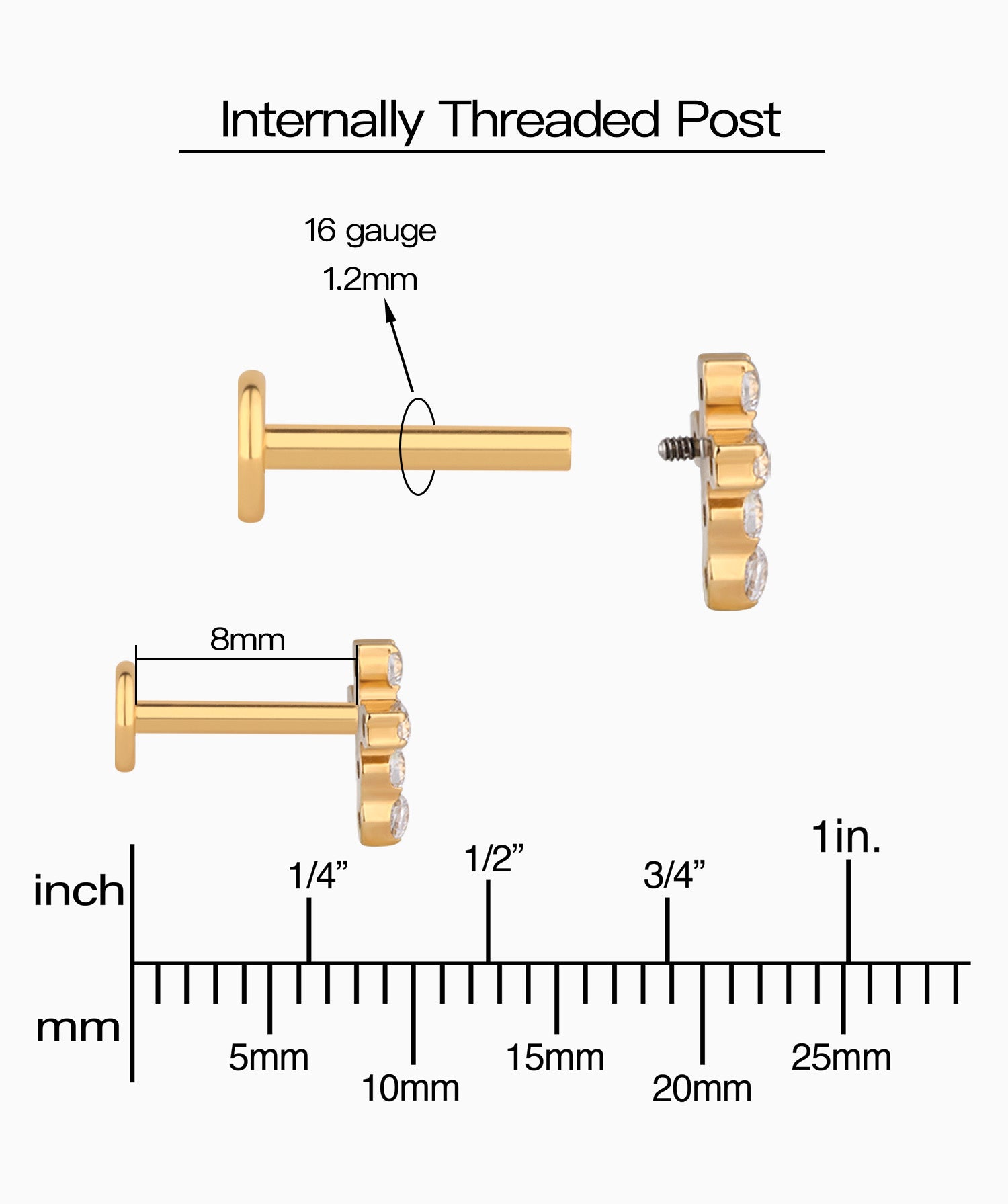 Titanium Cross Gems Stud