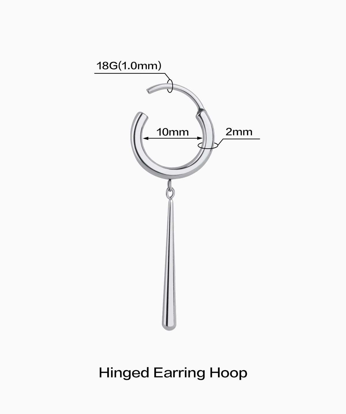 Titanium Waterdrop Hoop - Titanium - Lobe, Upper Lobe - Oumo Jewelry