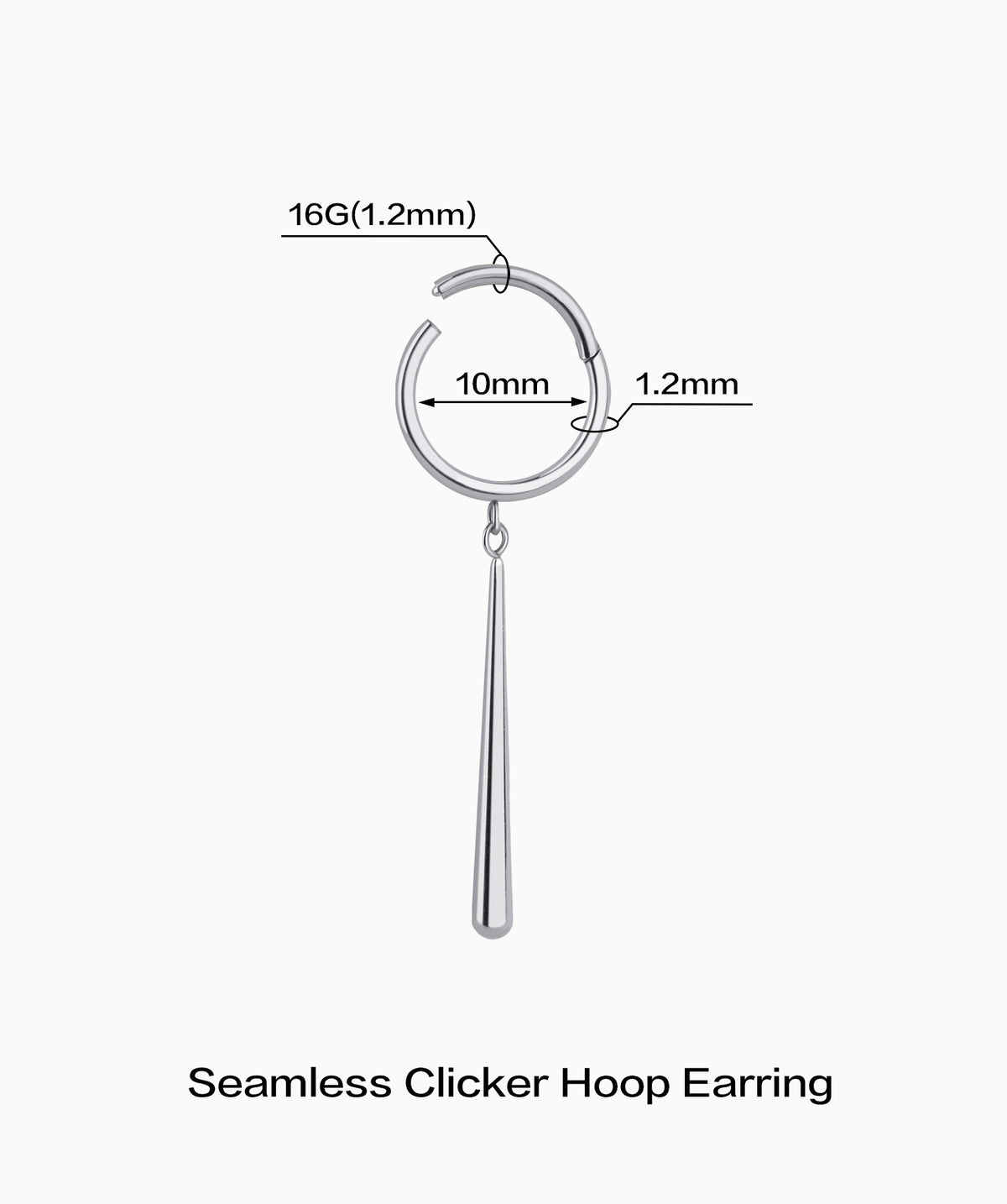 Titanium Waterdrop Hoop - Titanium - Lobe, Upper Lobe - Oumo Jewelry