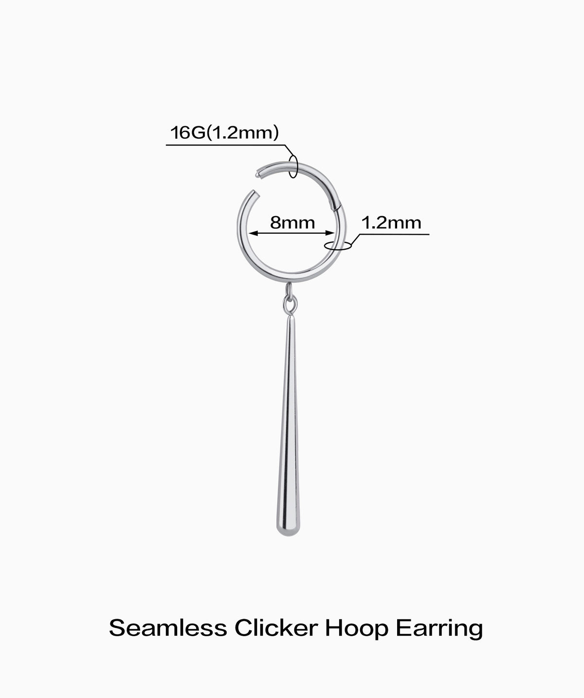 Titanium Waterdrop Hoop - Titanium - Lobe, Upper Lobe - Oumo Jewelry