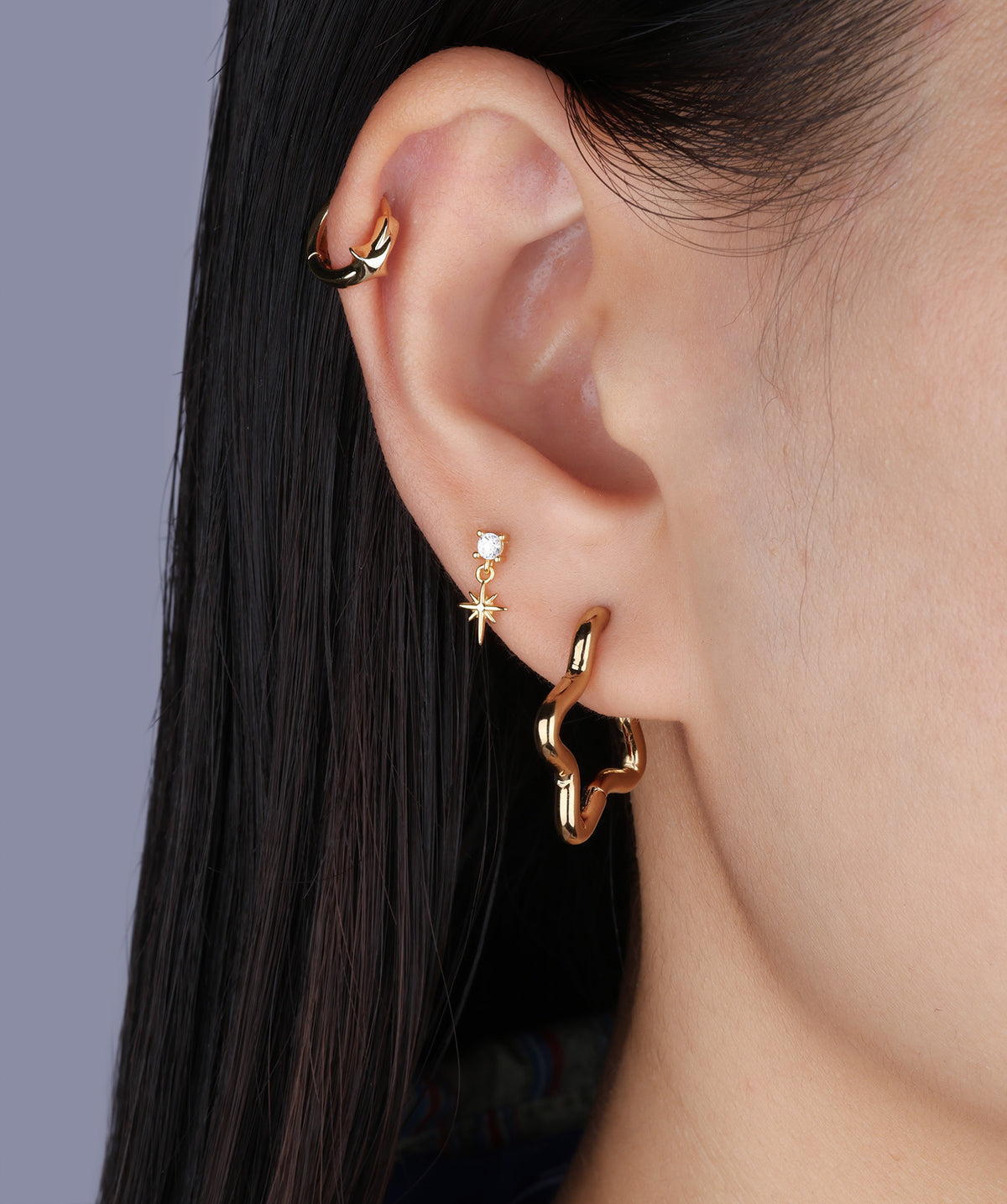 Charm Star Hoops - Stainless Steel - Oumo Jewelry