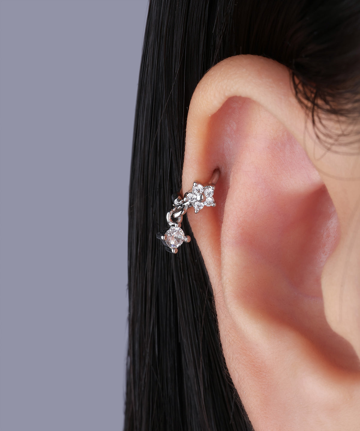 Petite Flower Helix Hoop - Brass - Helix, Upper Lobe - Oumo Jewelry