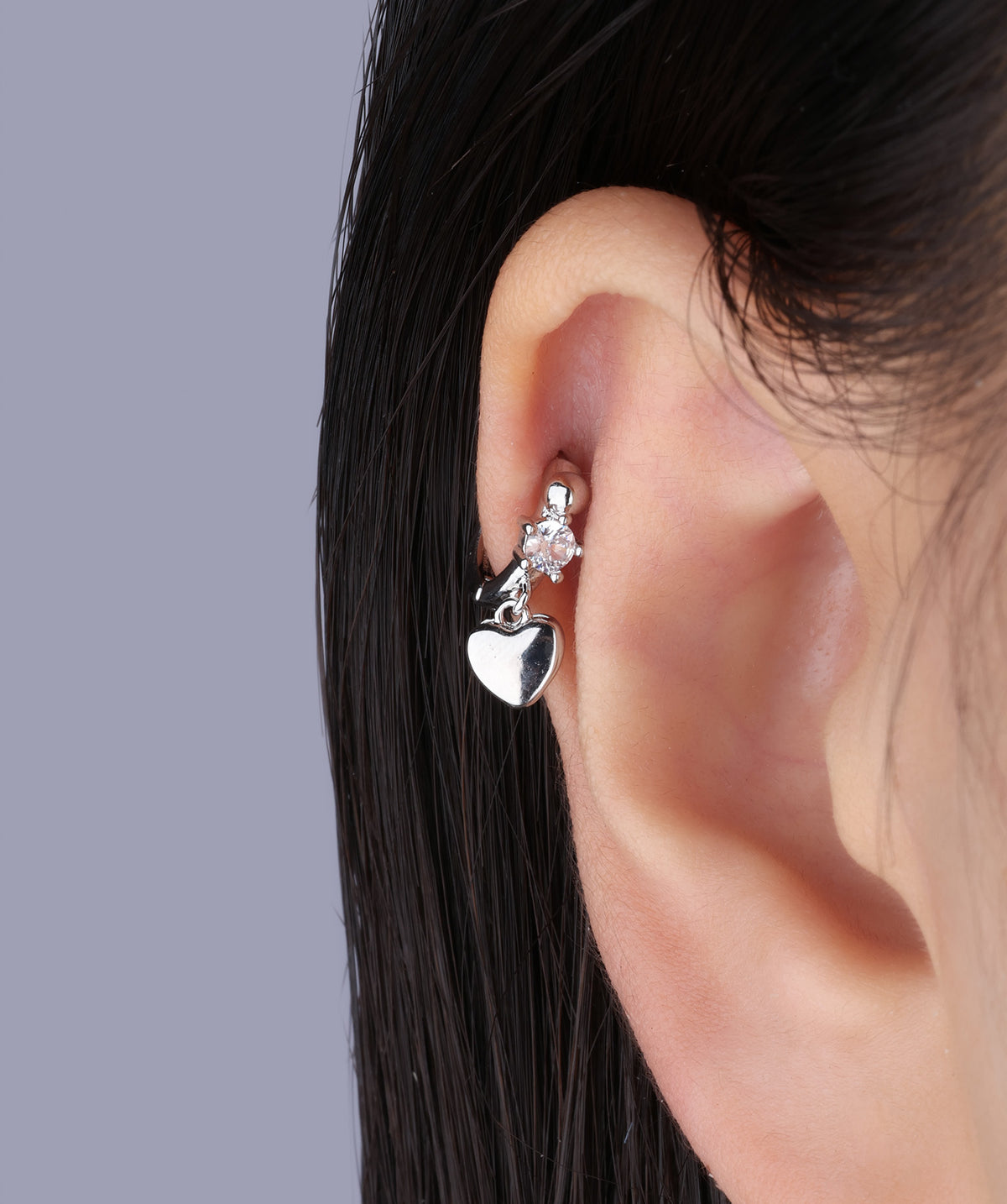 Cute Heart Helix Hoop - Brass - Upper Lobe, Helix - Oumo Jewelry
