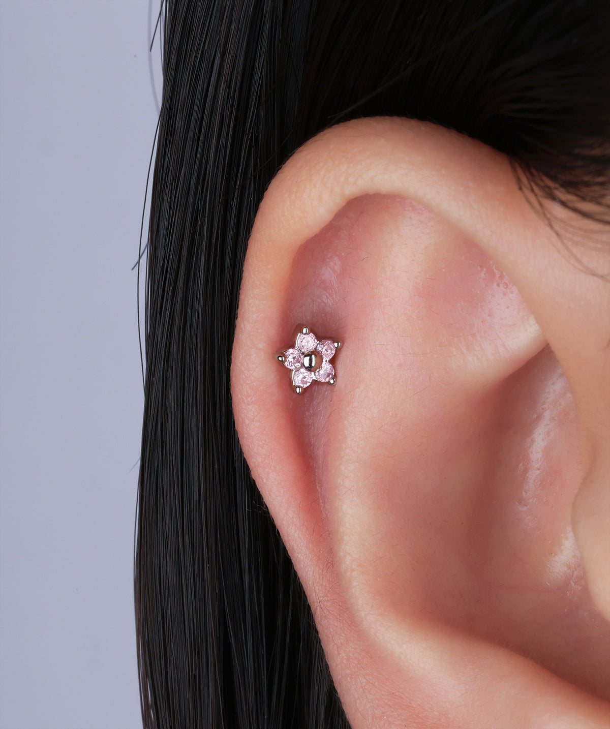 Cute Flower Stud - Stainless Steel - Upper Lobe, Helix, Flat - Oumo Jewelry