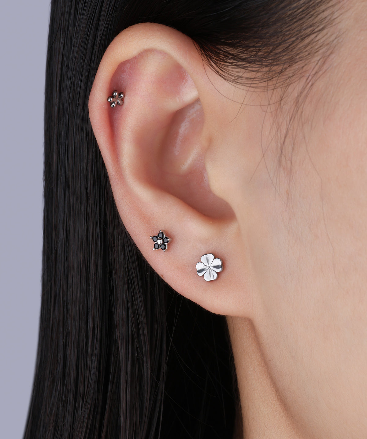 Cute Flower Stud - Stainless Steel - Upper Lobe, Helix, Flat - Oumo Jewelry