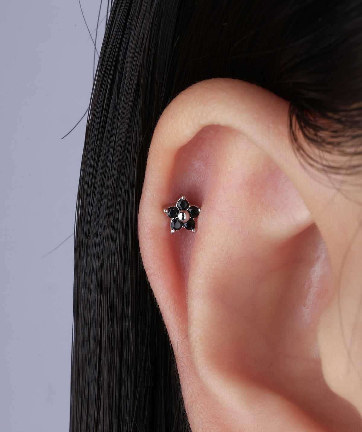 Cute Flower Stud - Stainless Steel - Upper Lobe, Helix, Flat - Oumo Jewelry