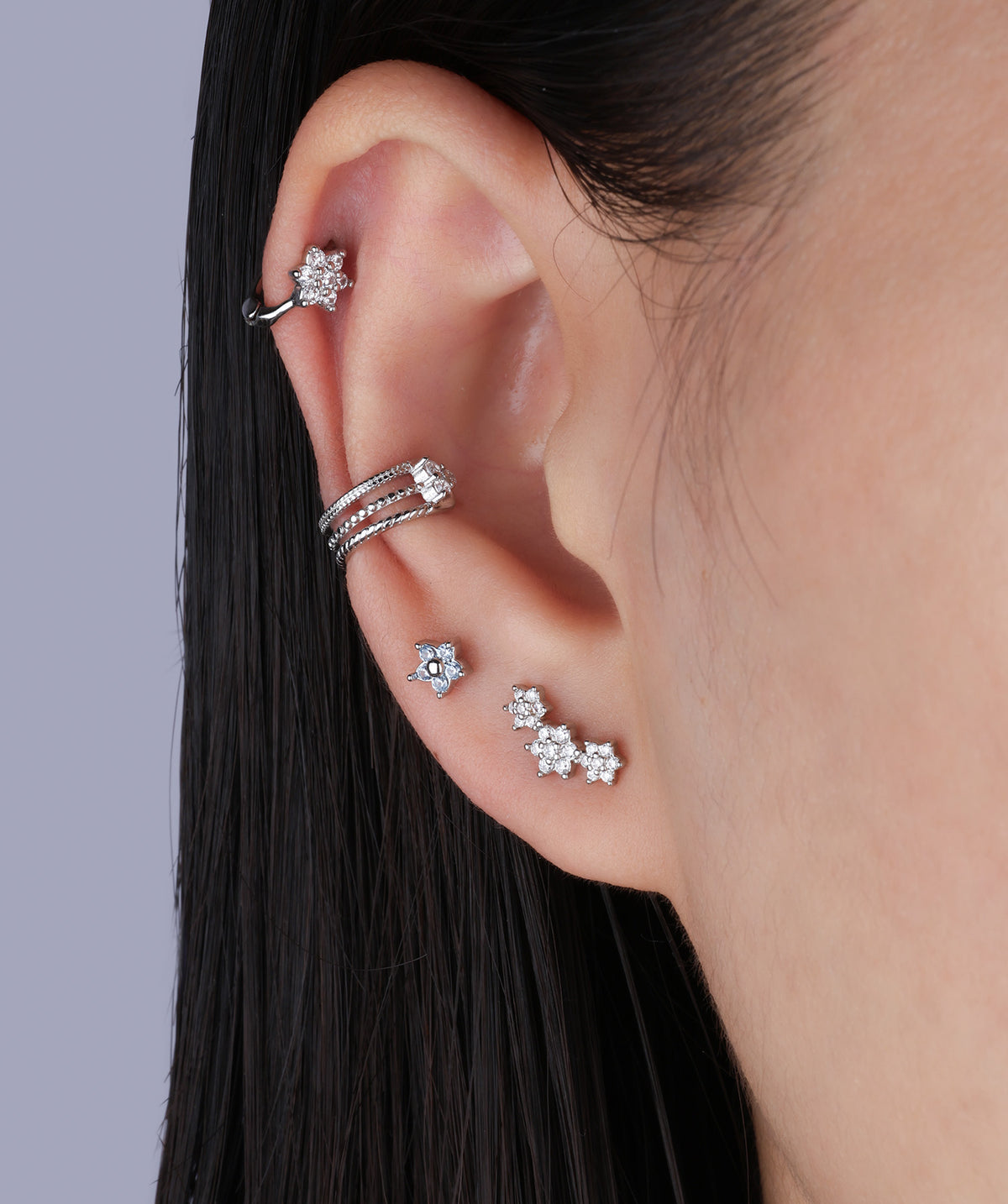 Cute Flower Stud - Stainless Steel - Upper Lobe, Helix, Flat - Oumo Jewelry