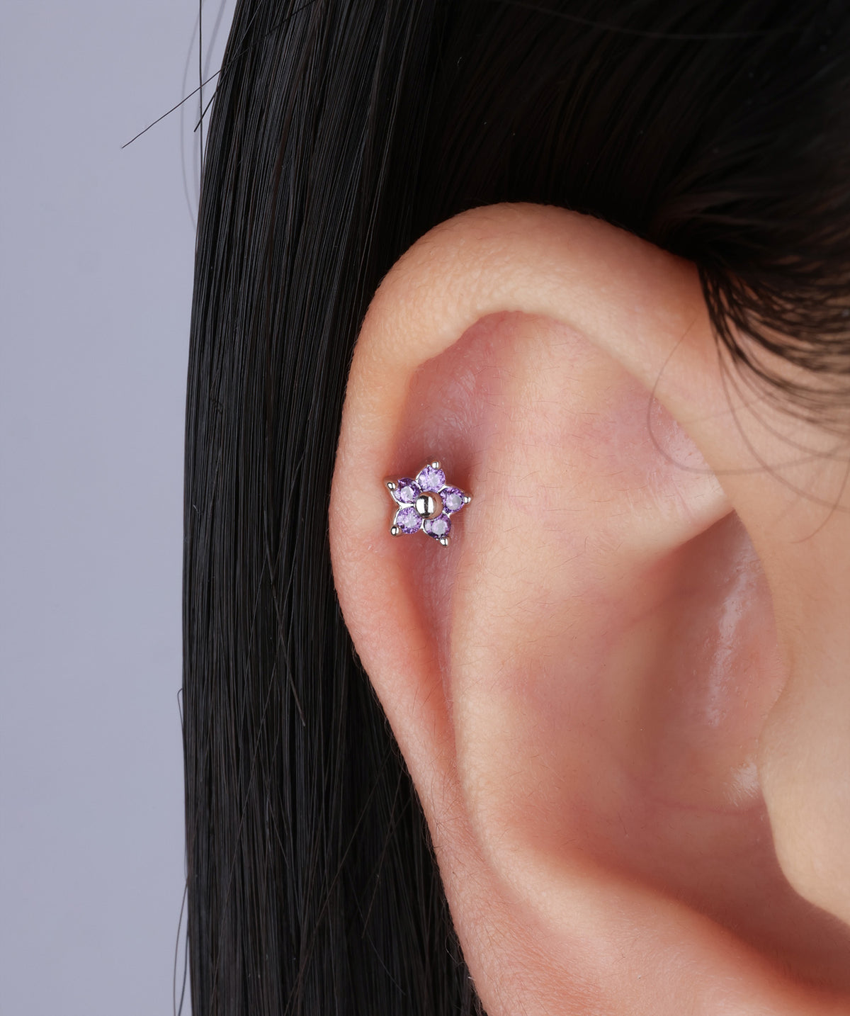 Cute Flower Stud - Stainless Steel - Upper Lobe, Helix, Flat - Oumo Jewelry