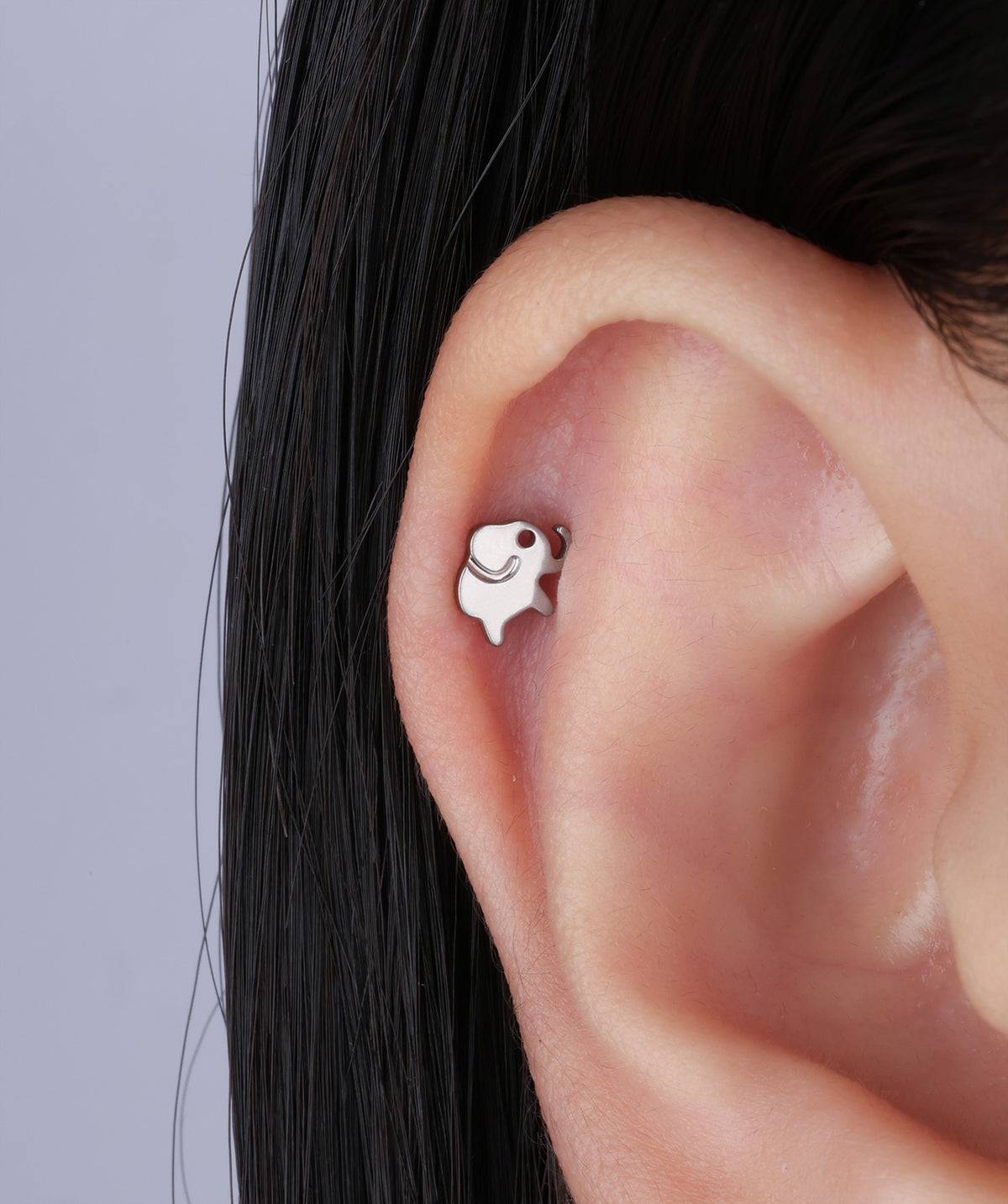 Titanium Elephant Flatback Stud - Titanium - Helix, Upper Lobe, Conch - Oumo Jewelry