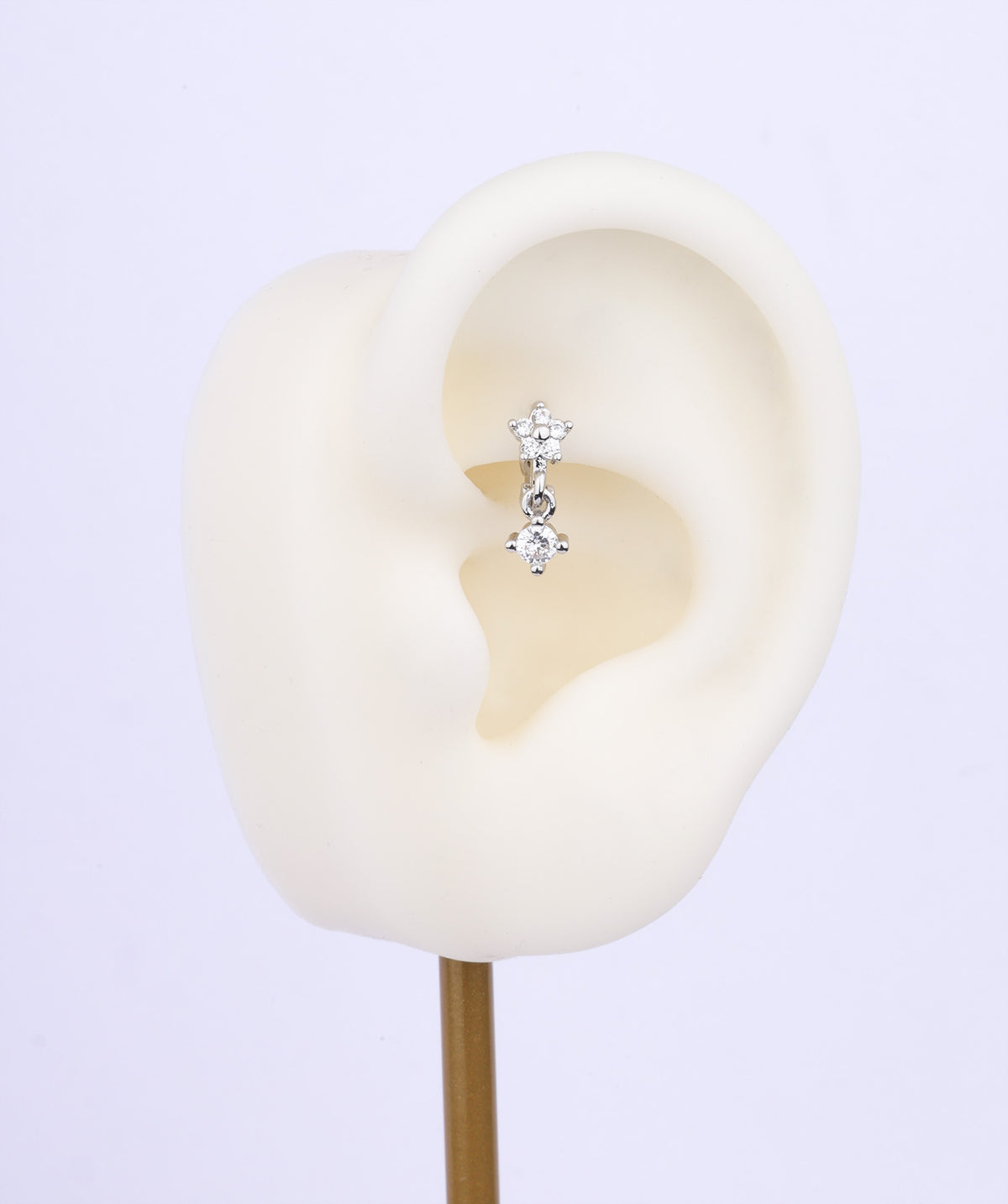 Petite Flower Helix Hoop - Brass - Helix, Upper Lobe - Oumo Jewelry