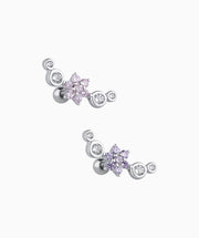 Curved Flower Stud - Stainless Steel - Upper Lobe, Helix, Flat - Oumo Jewelry