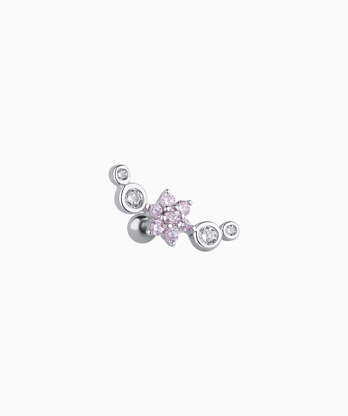 Curved Flower Stud - Stainless Steel - Upper Lobe, Helix, Flat - Oumo Jewelry