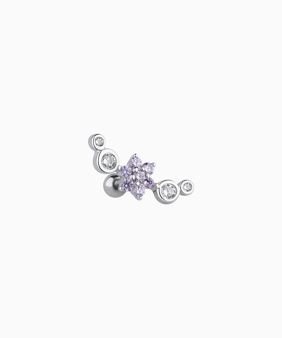 Curved Flower Stud - Stainless Steel - Upper Lobe, Helix, Flat - Oumo Jewelry